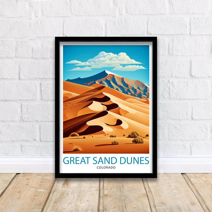 Great Sand Dunes Colorado Travel Poster Sand Dunes Wall Art Colorado Landscape Poster Travel Decor Nature Art Gift for Colorado Travelers