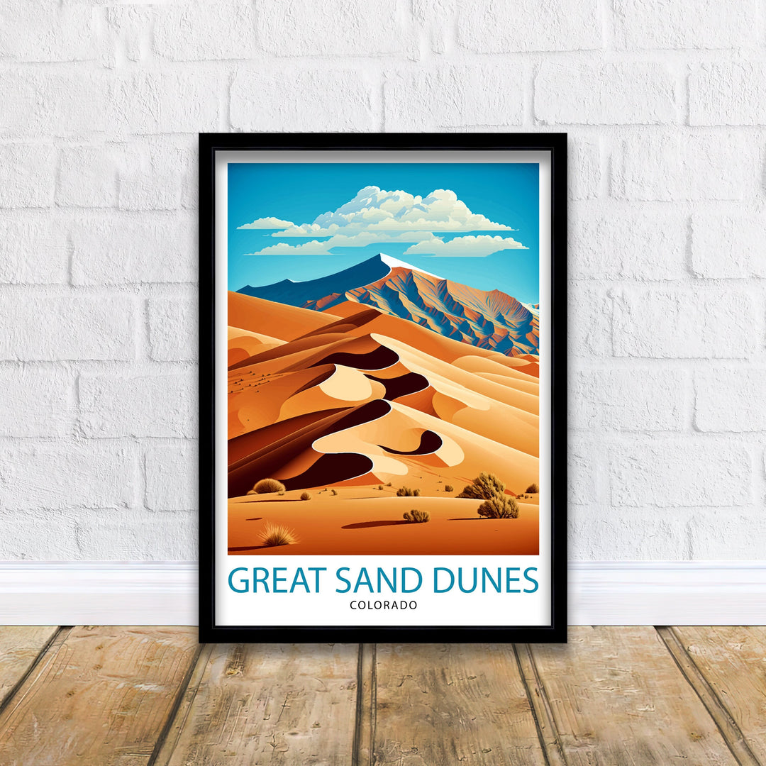 Great Sand Dunes Colorado Travel Poster Sand Dunes Wall Art Colorado Landscape Poster Travel Decor Nature Art Gift for Colorado Travelers