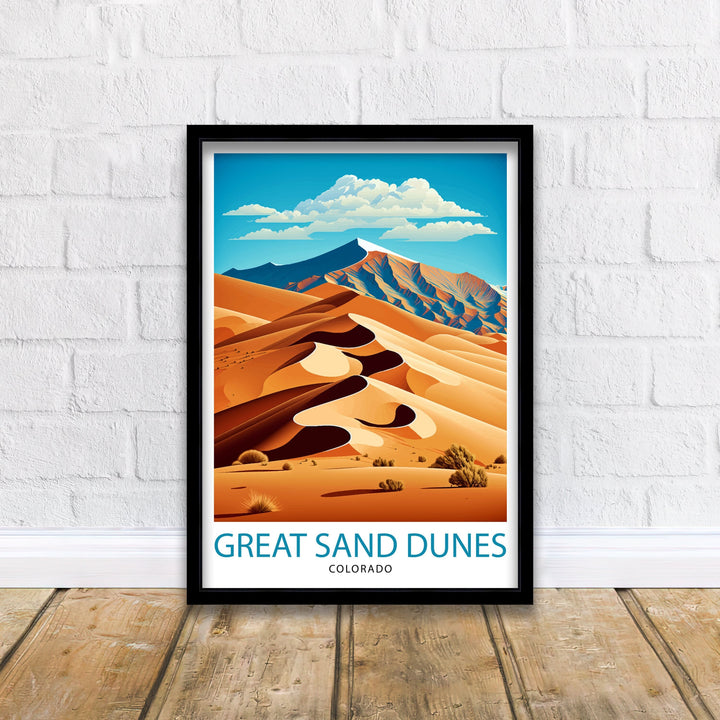 Great Sand Dunes Colorado Travel Poster Sand Dunes Wall Art Colorado Landscape Poster Travel Decor Nature Art Gift for Colorado Travelers