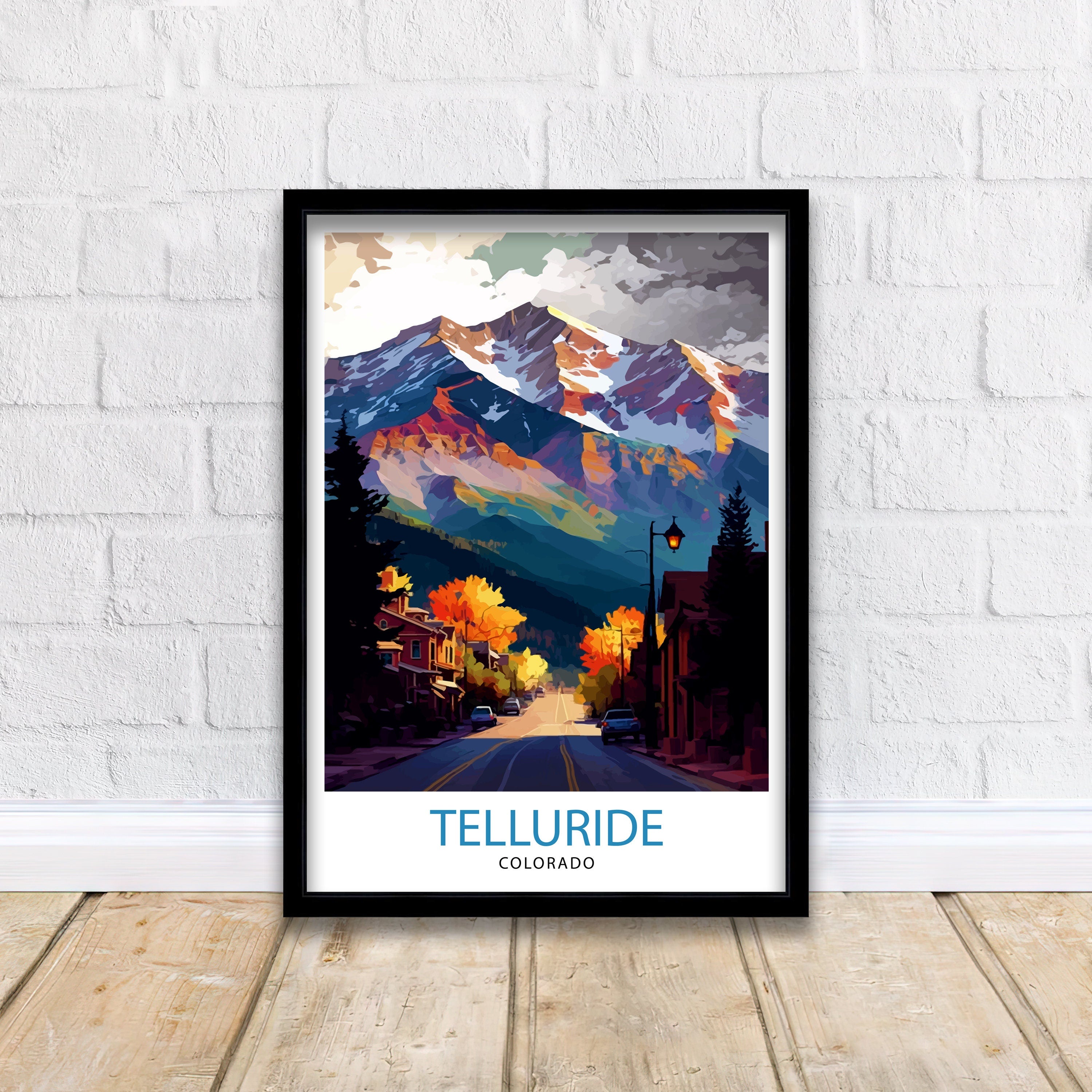 Telluride Colorado Travel Poster Telluride Wall Art Telluride Print| Colorado Travel Prints Telluride Art Print Telluride Illustration