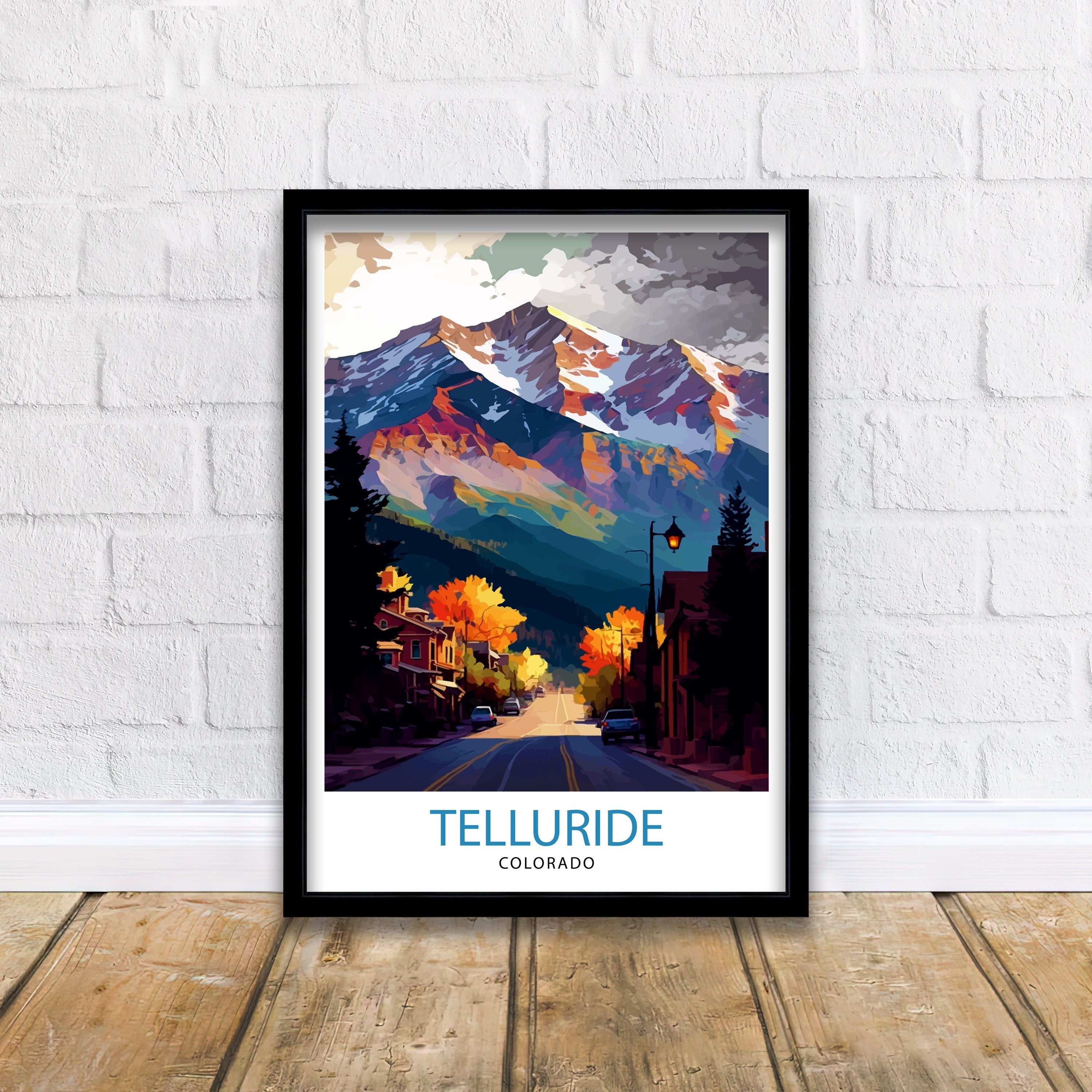 Telluride Colorado Travel Poster Telluride Wall Art Telluride Print| Colorado Travel Prints Telluride Art Print Telluride Illustration