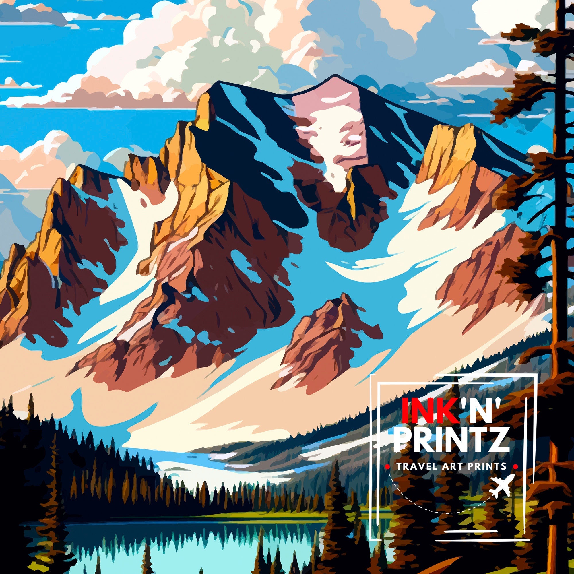 Indian Peaks Colorado Travel Poster Mountain Wall Art Nature Landscape Print Colorado Art Decor Gift for Outdoor