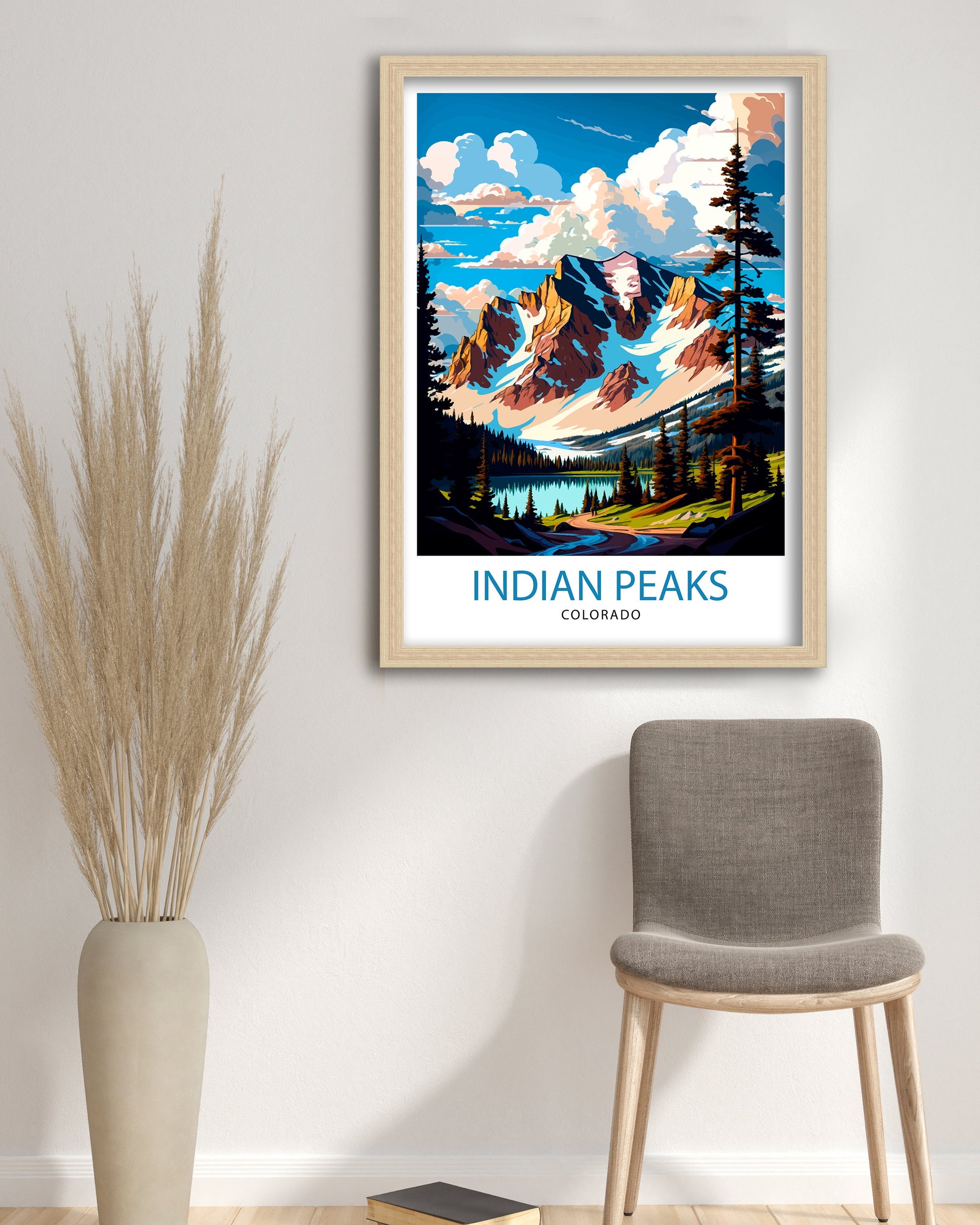 Indian Peaks Colorado Travel Poster Mountain Wall Art Nature Landscape Print Colorado Art Decor Gift for Outdoor
