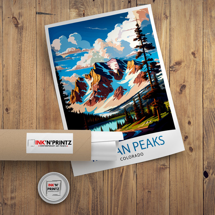 Indian Peaks Colorado Travel Poster Mountain Wall Art Nature Landscape Poster Colorado Art Decor Gift for Outdoor