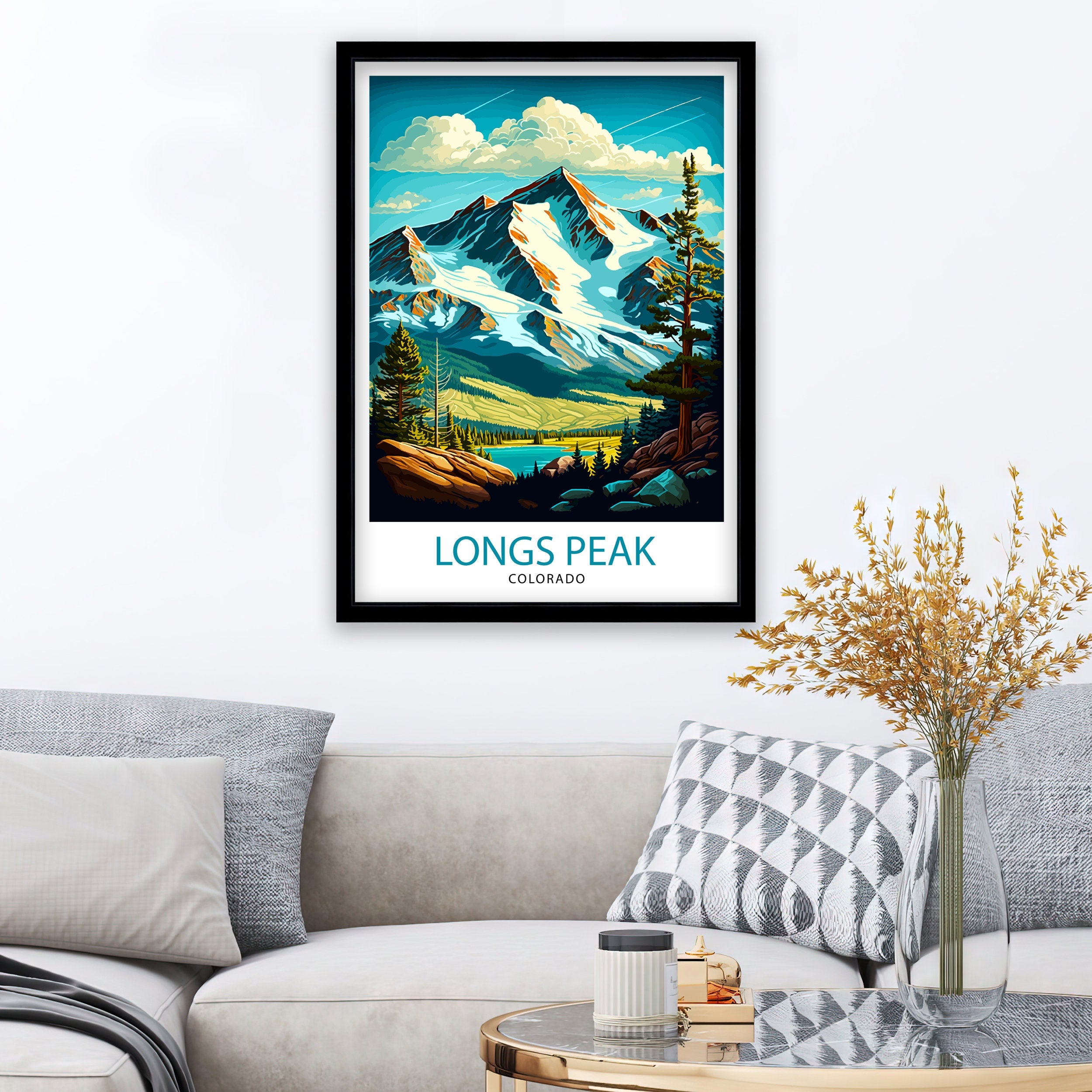 Longs Peak Colorado Travel Poster Mountain Wall Art Colorado Landscape Print| Longs Peak Art Rocky Mountains Decor