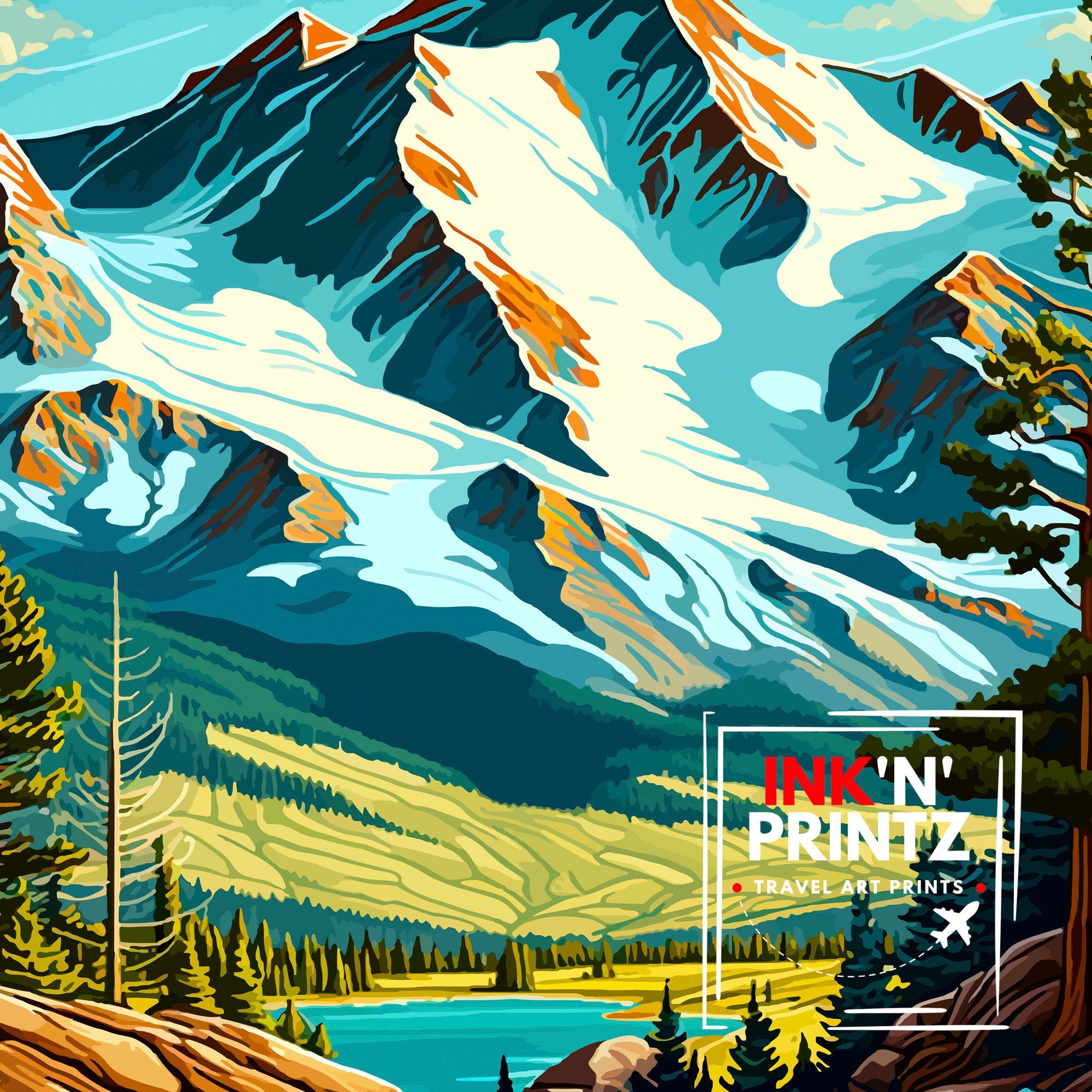 Longs Peak Colorado Travel Poster Mountain Wall Art Colorado Landscape Print| Longs Peak Art Rocky Mountains Decor