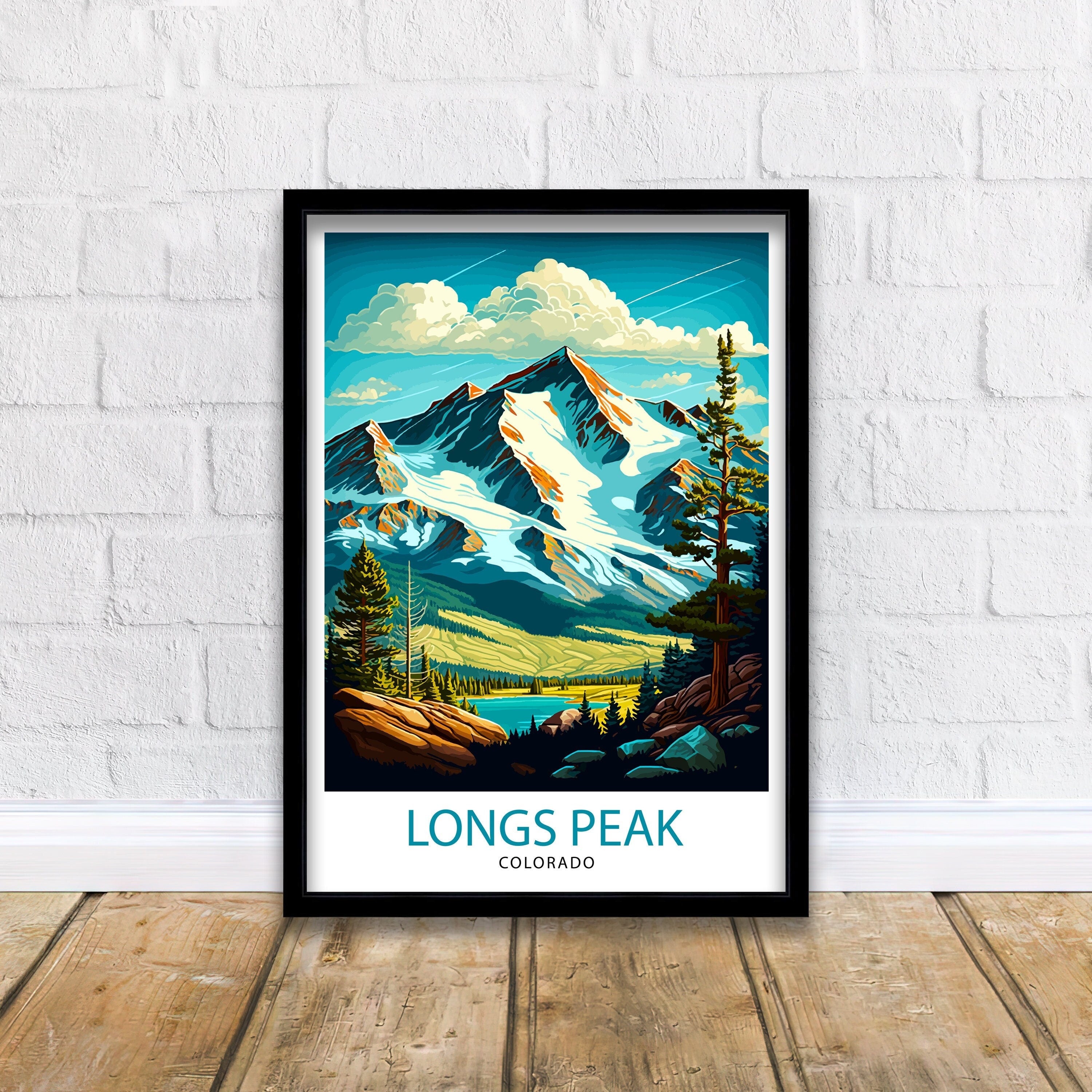 Longs Peak Colorado Travel Poster Mountain Wall Art Colorado Landscape Print| Longs Peak Art Rocky Mountains Decor