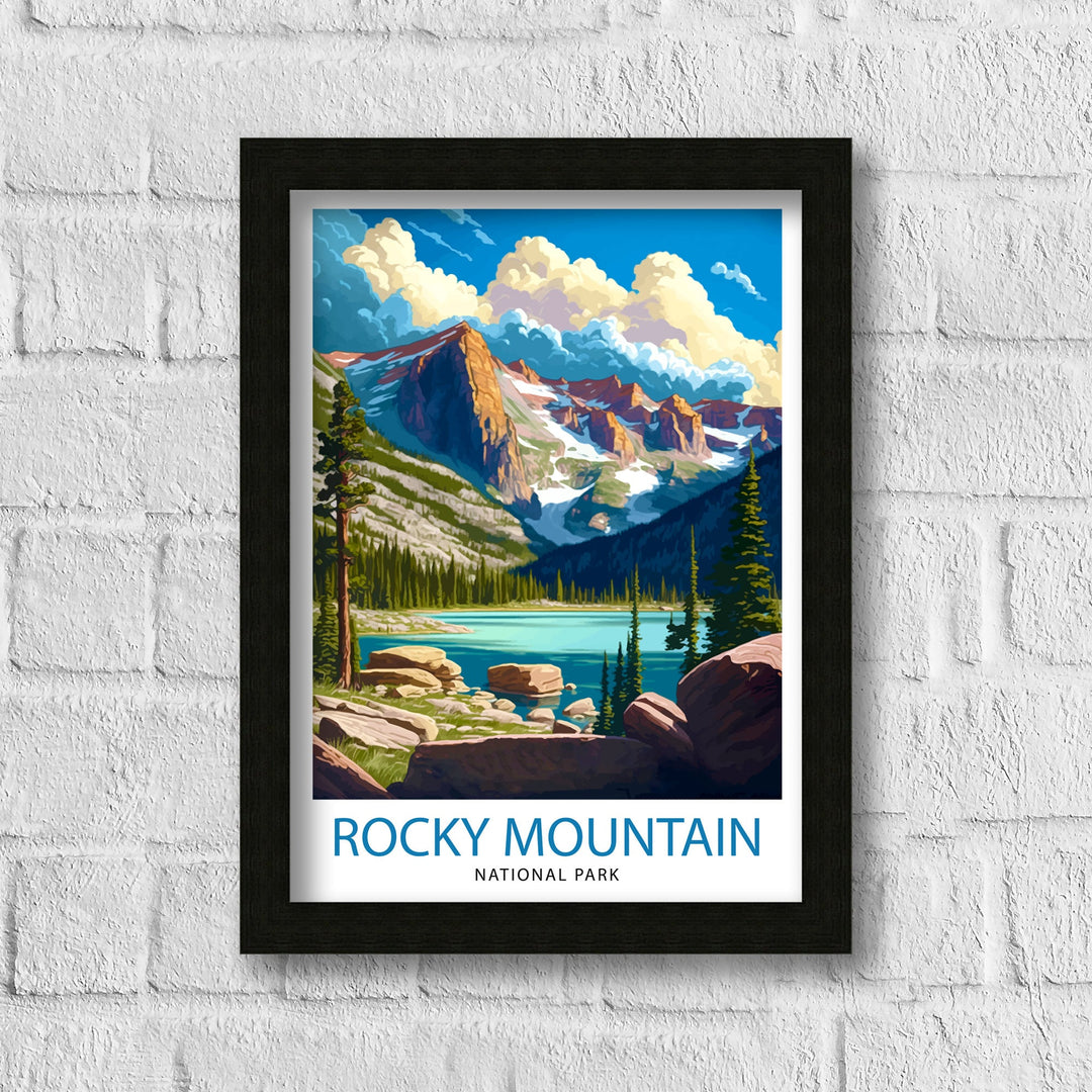 Rocky Mountain National Park Travel Poster Mountain Landscape Wall Art Nature Print Colorado Travel Decor Gift for Outdoor Enthusiasts