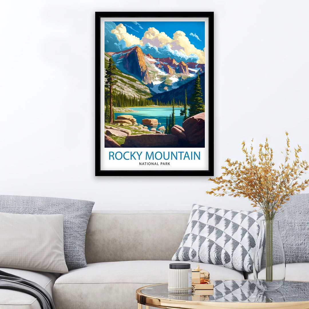 Rocky Mountain National Park Travel Poster Mountain Landscape Wall Art Nature Print Colorado Travel Decor Gift for Outdoor Enthusiasts