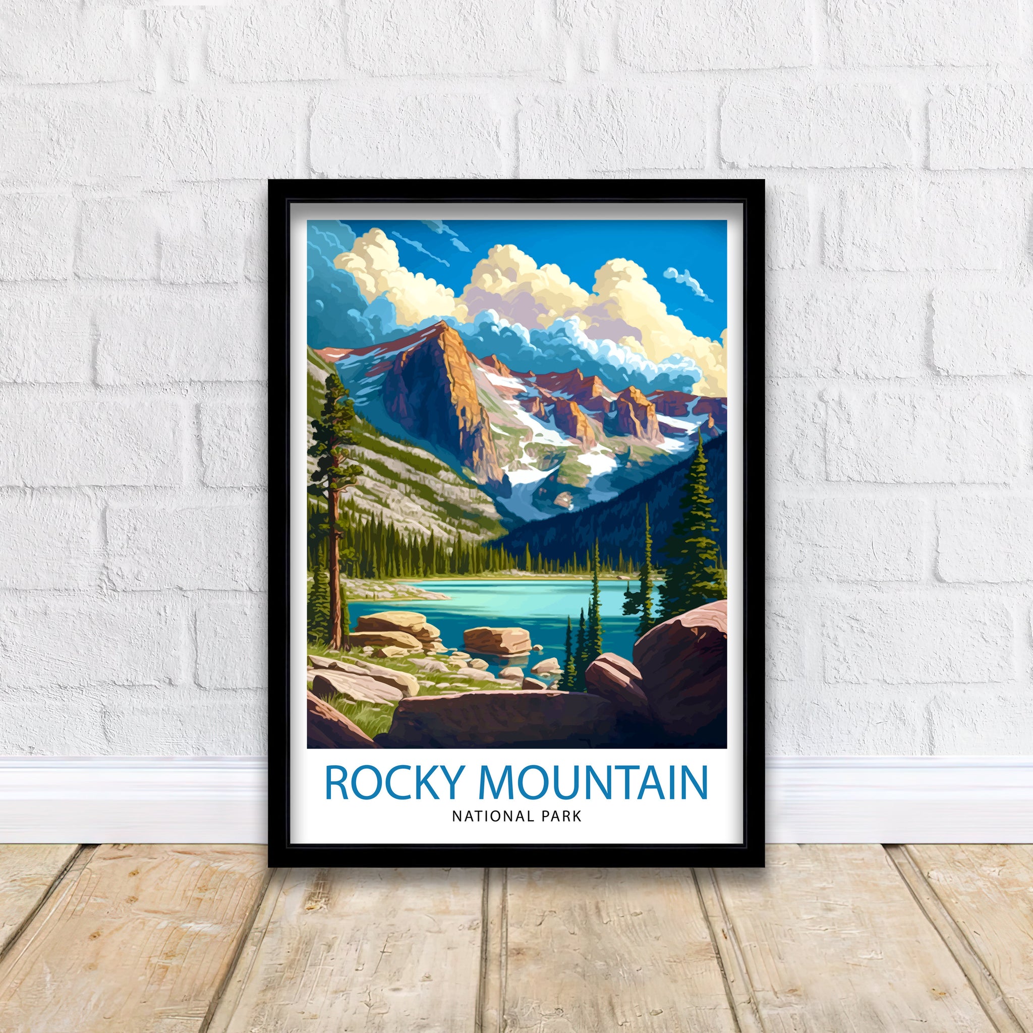 Rocky Mountain National Park Travel Poster Mountain Landscape Wall Art Nature Print Colorado Travel Decor Gift for Outdoor Enthusiasts