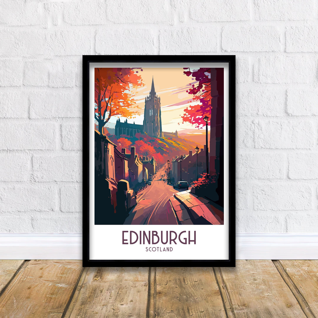 Edinburgh Scotland Travel Poster Edinburgh Wall Art Edinburgh Home Decor Scotland Illustration