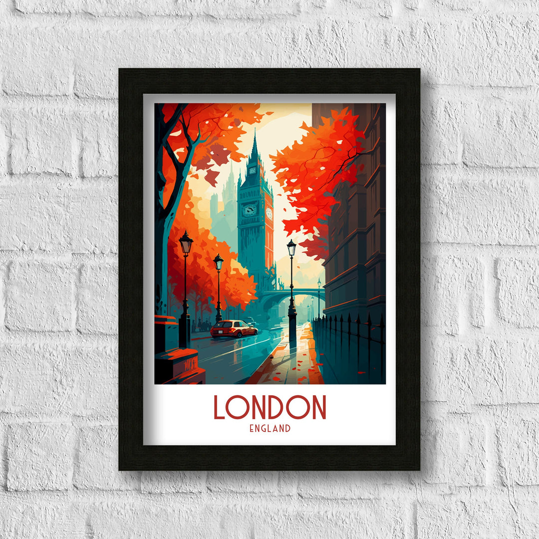 London Travel Poster London Wall Art London Home Decor London Illustration Travel Poster Gift For London UK Home Decor