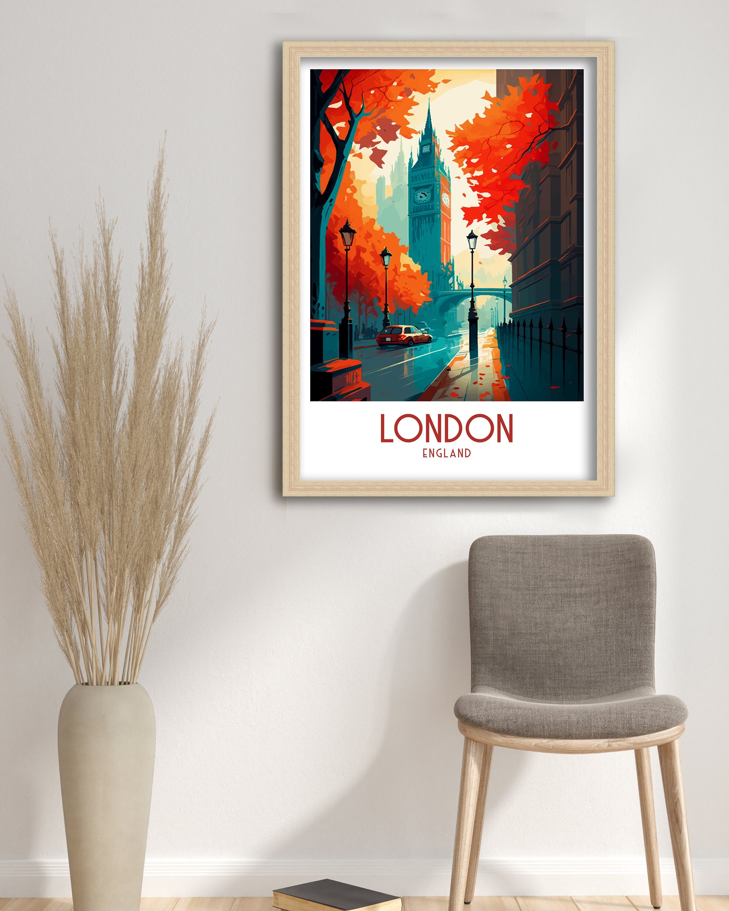 London Travel Print London Wall Art London Home Decor London Illustration Travel Poster Gift For London UK Home Decor