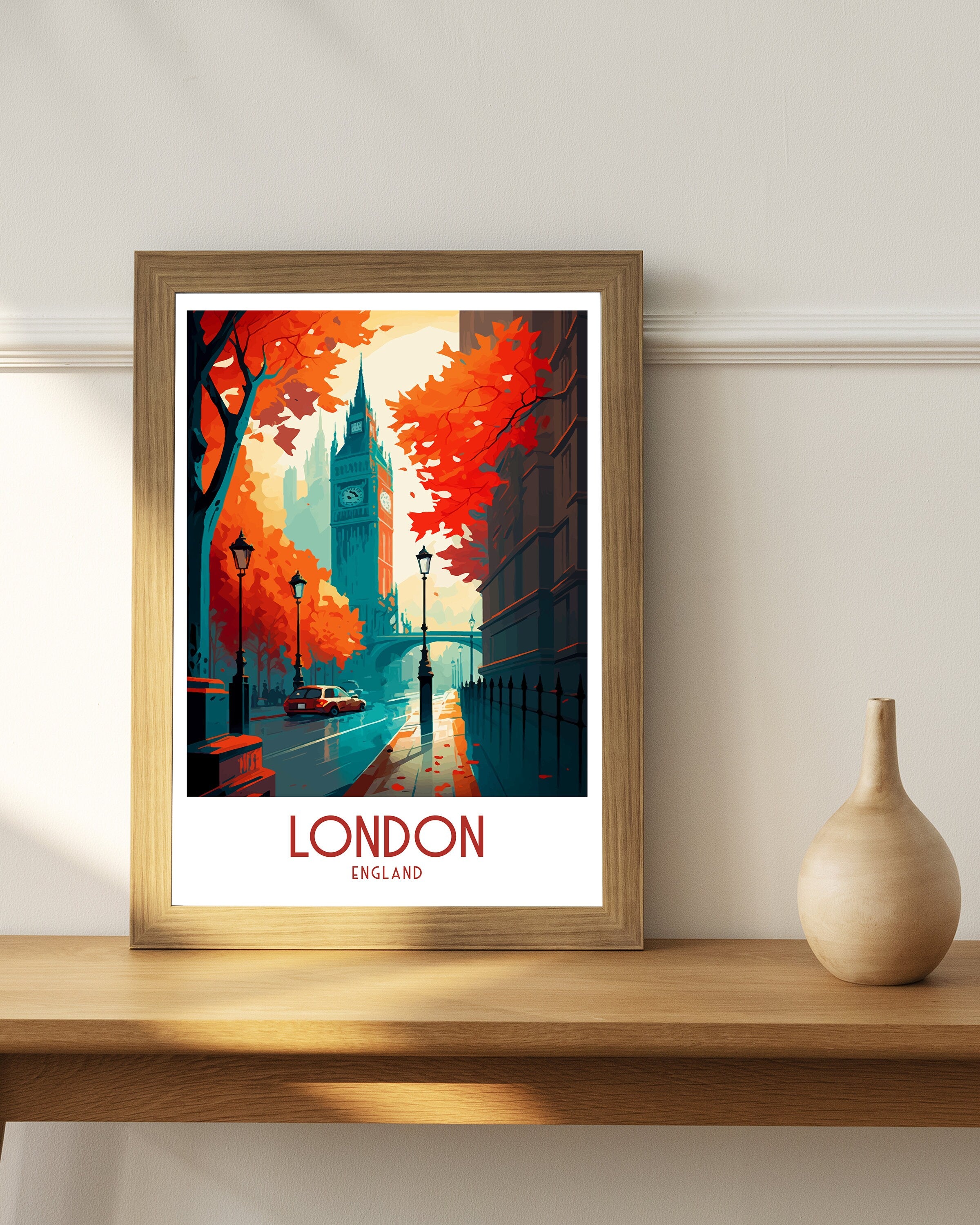 London Travel Print London Wall Art London Home Decor London Illustration Travel Poster Gift For London UK Home Decor
