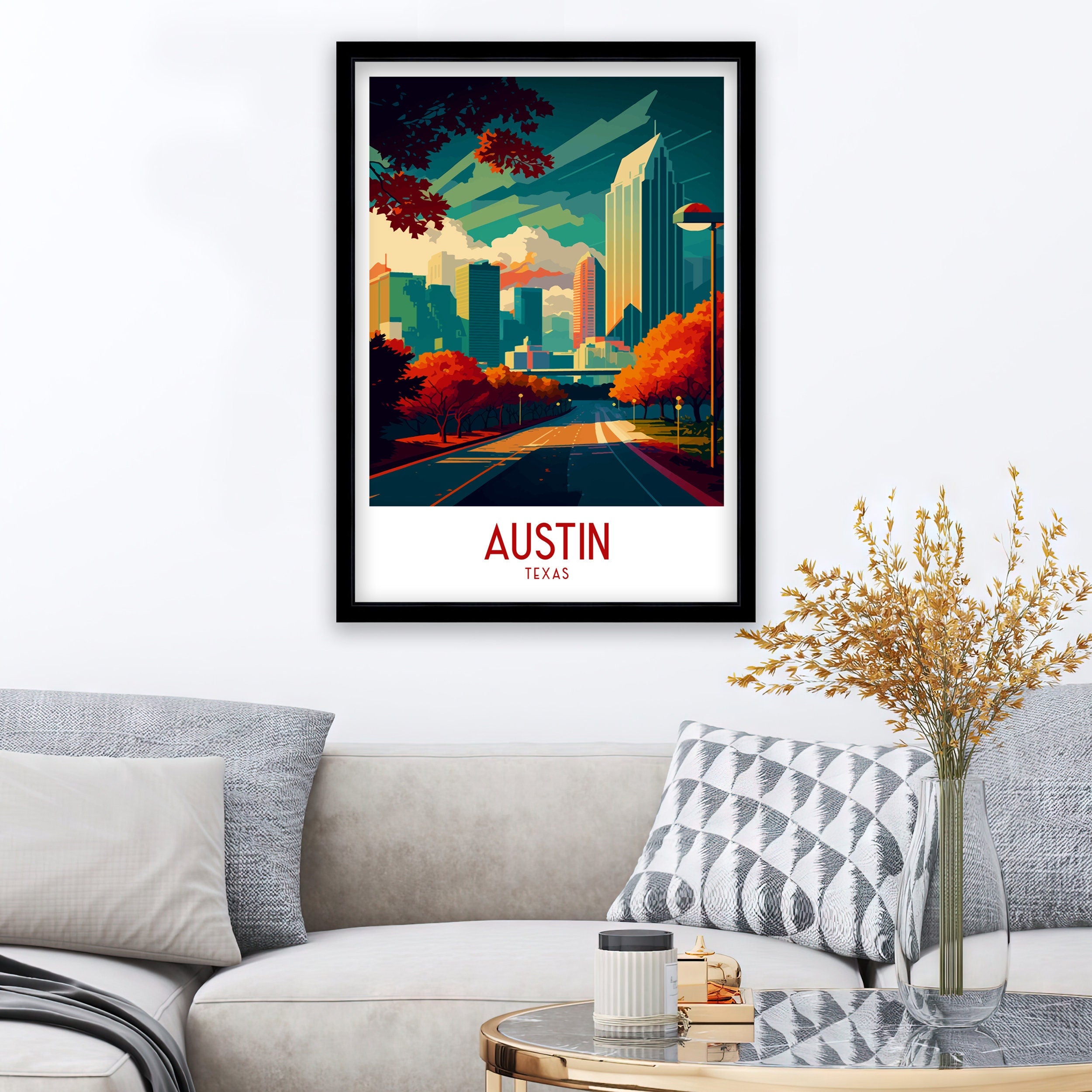 Austin Texas Travel Print Austin Wall Decor Texas Illustration Travel Poster Austin Texas Home Decor Gift For Texas Austin Cityscape Print