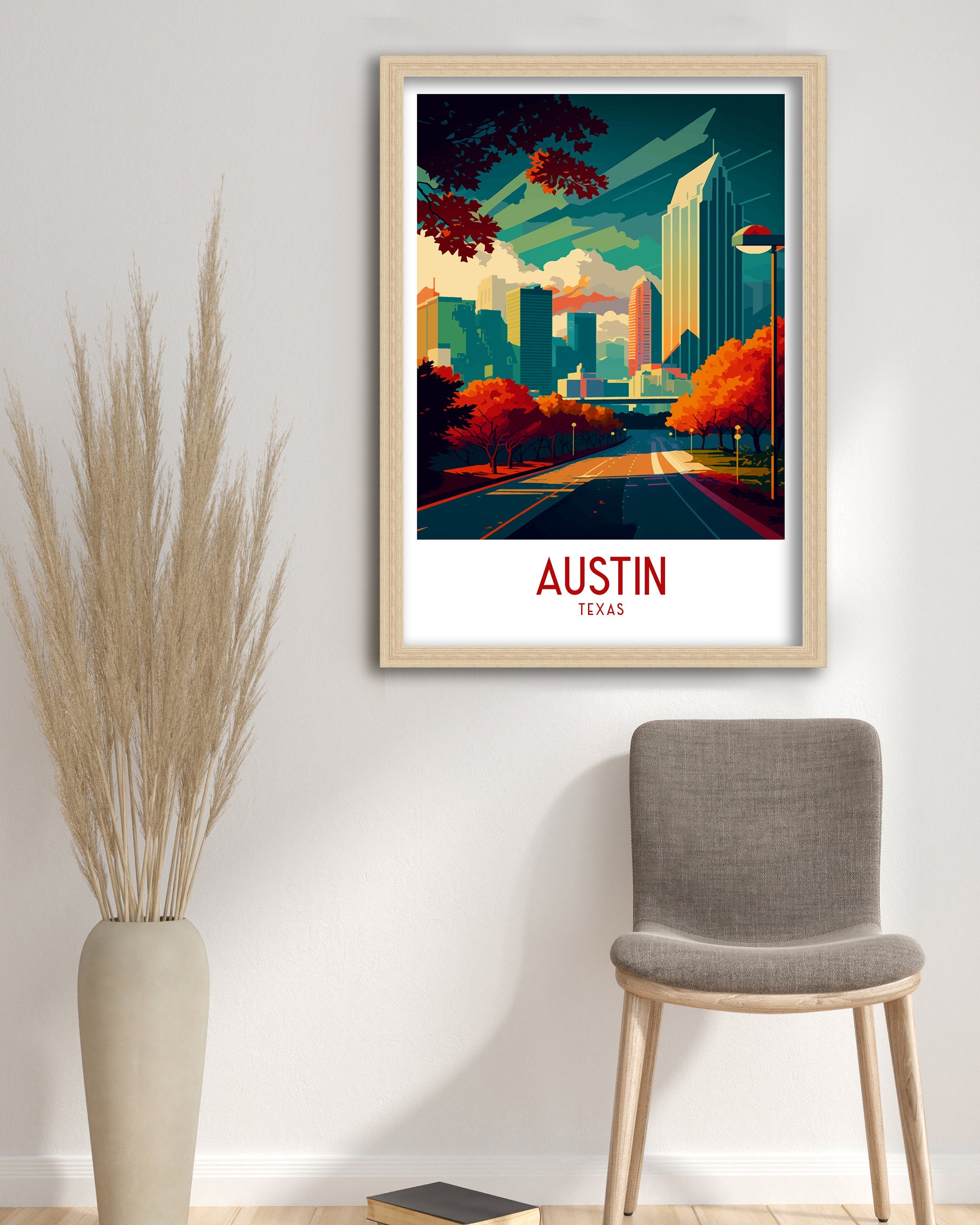 Austin Texas Travel Print Austin Wall Decor Texas Illustration Travel Poster Austin Texas Home Decor Gift For Texas Austin Cityscape Print