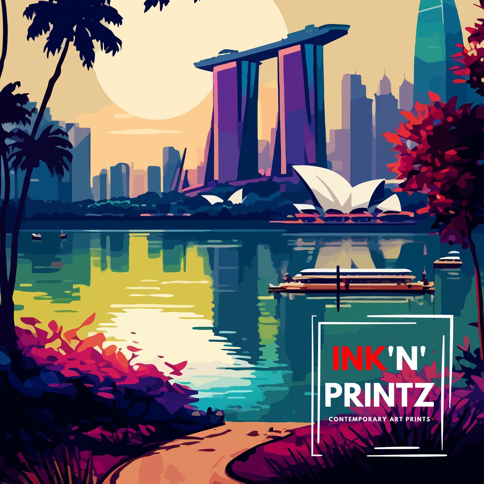 Singapore Asia Travel Print Singapore Wall Decor Singapore Home Living Decor Singapore Illustration Travel Poster Gift For Singapore Asia