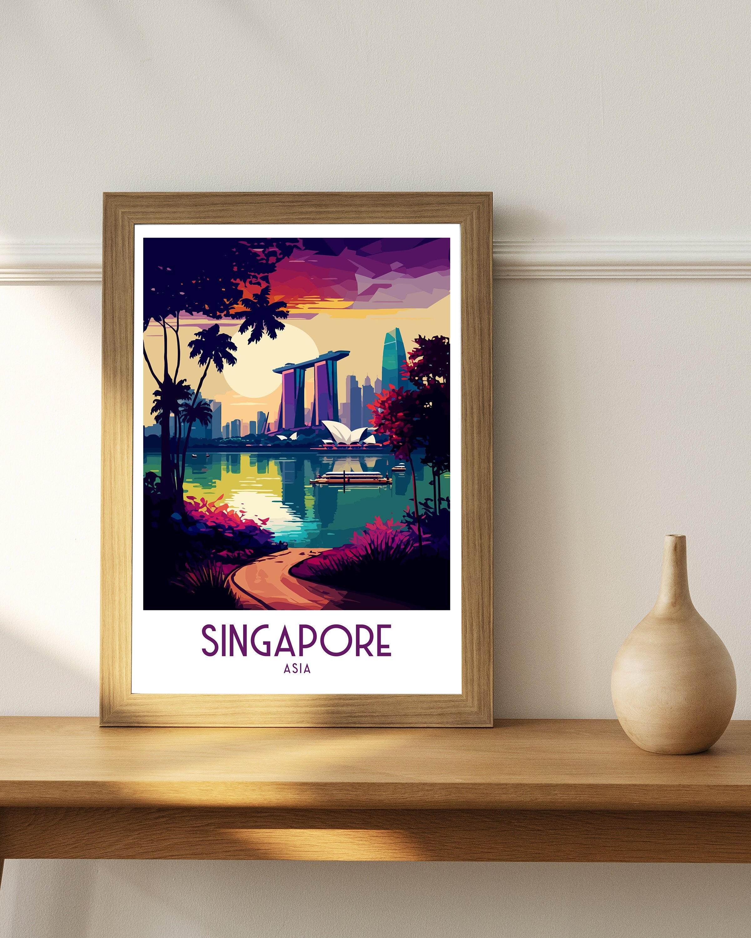 Singapore Asia Travel Print Singapore Wall Decor Singapore Home Living Decor Singapore Illustration Travel Poster Gift For Singapore Asia