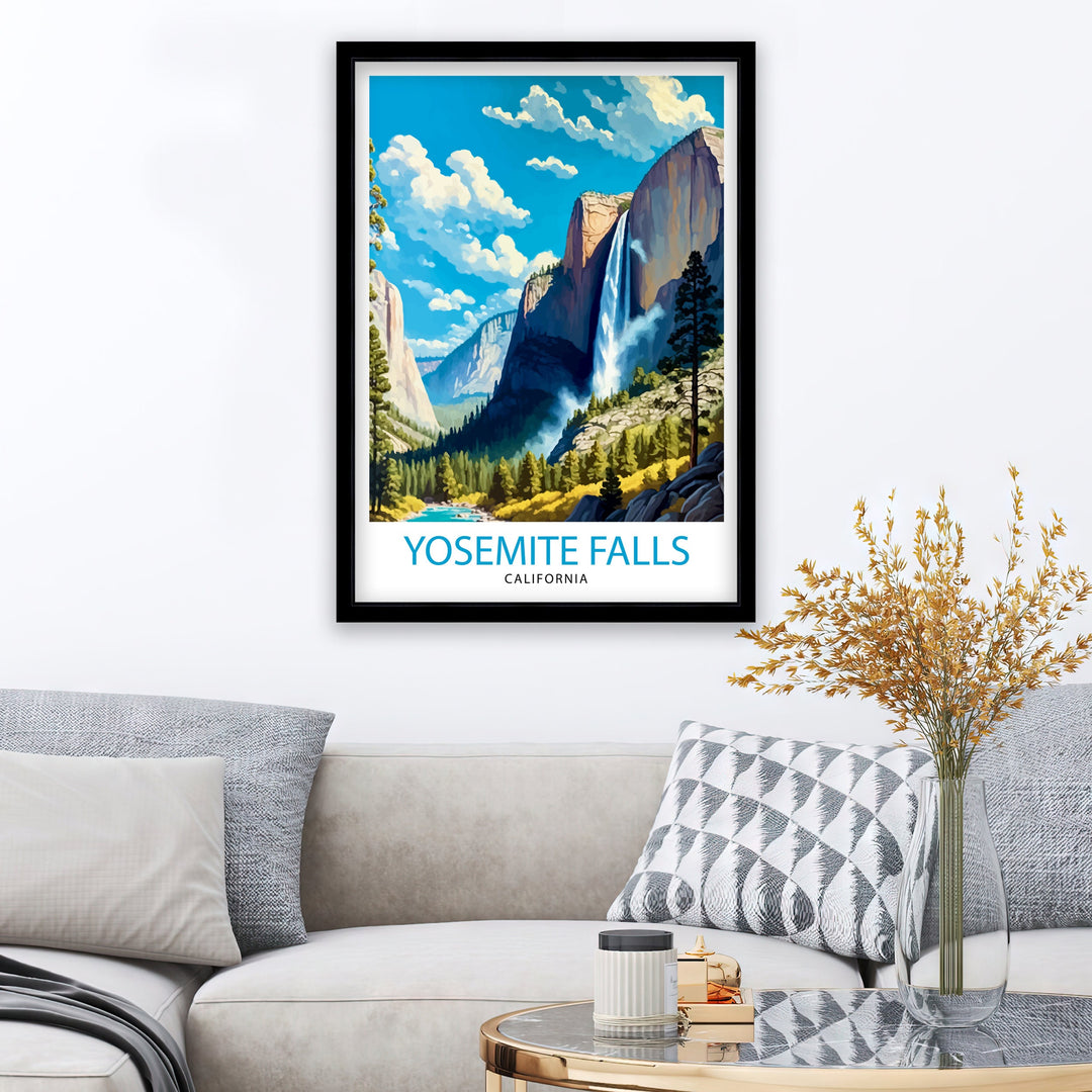 Yosemite Falls Travel Print| Yosemite Wall Art Yosemite National Park Poster Nature Landscape Photography Yosemite Home Decor Gift