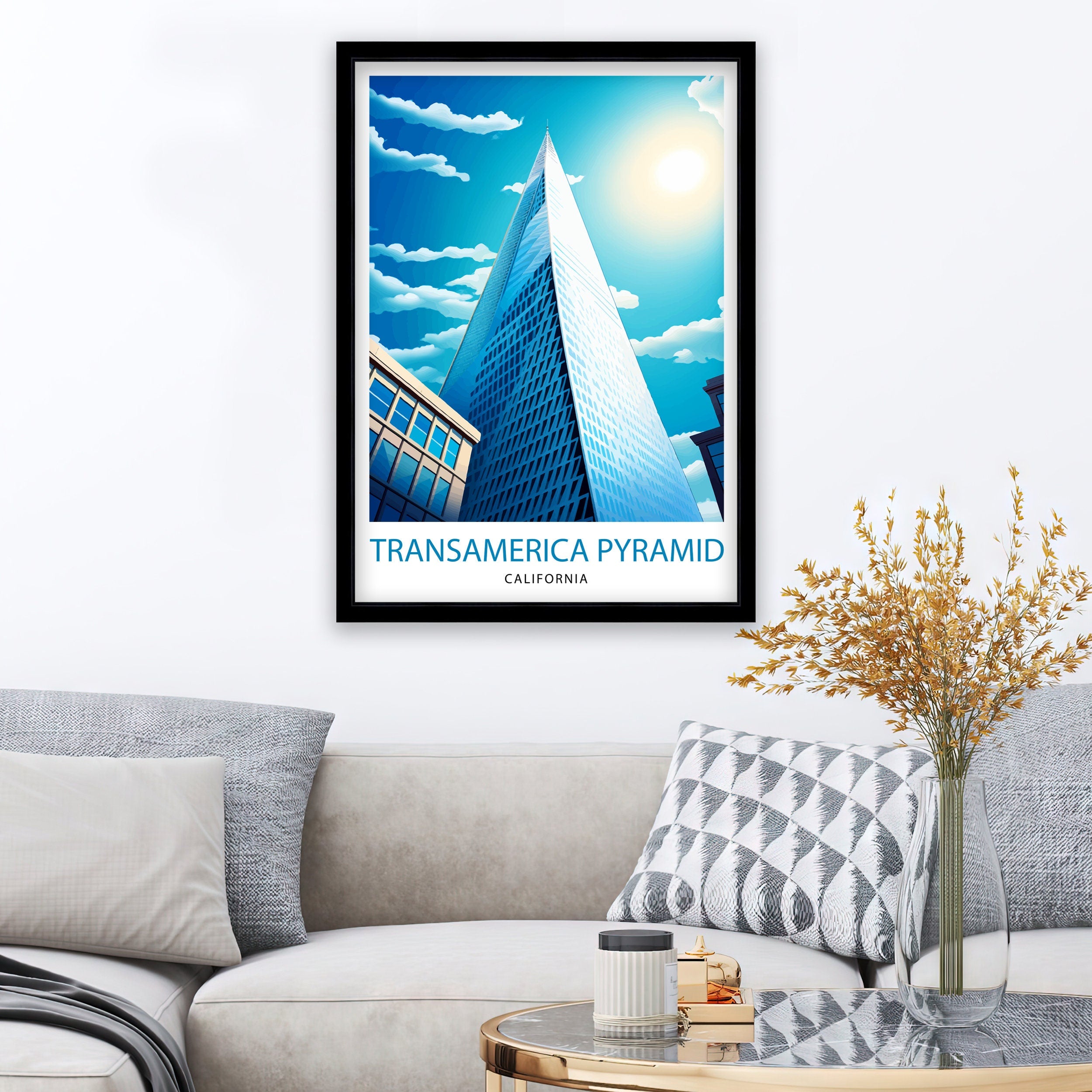 San Francisco Transamerica Pyramid Travel Print Wall Decor San Francisco Illustration California Gift Travel Poster San Francisco Home Decor
