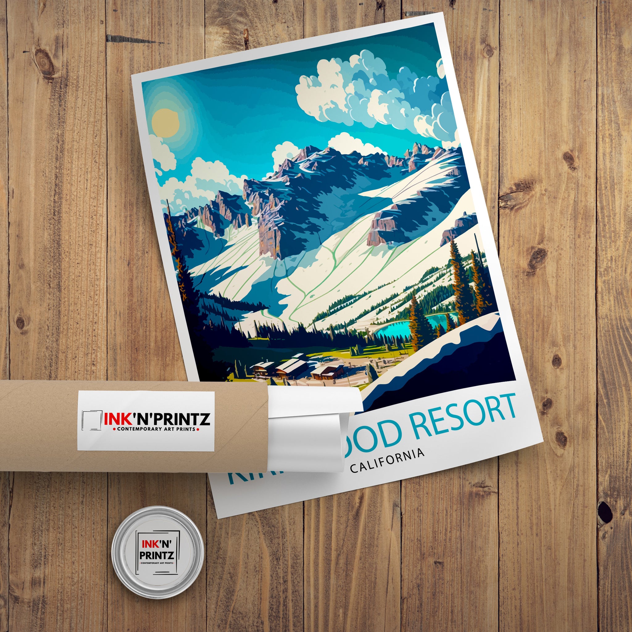 Kirkwood Ski Resort Travel Print | Vintage Ski Lodge Art