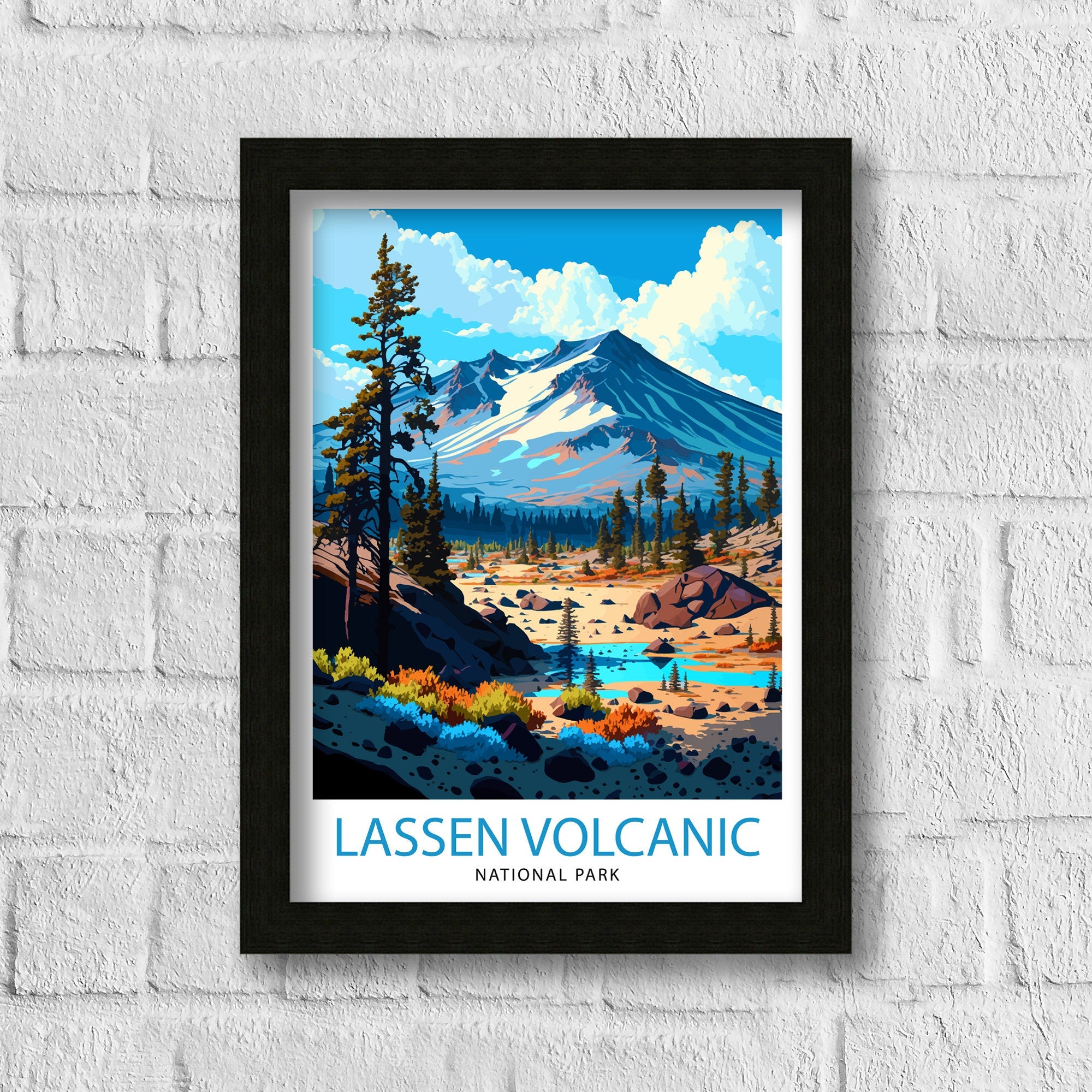 Lassen Volcanic National Park Travel Print Lassen Wall Art Lassen Decor Lassen Illustration Travel Poster Gift for Lassen National Park Home