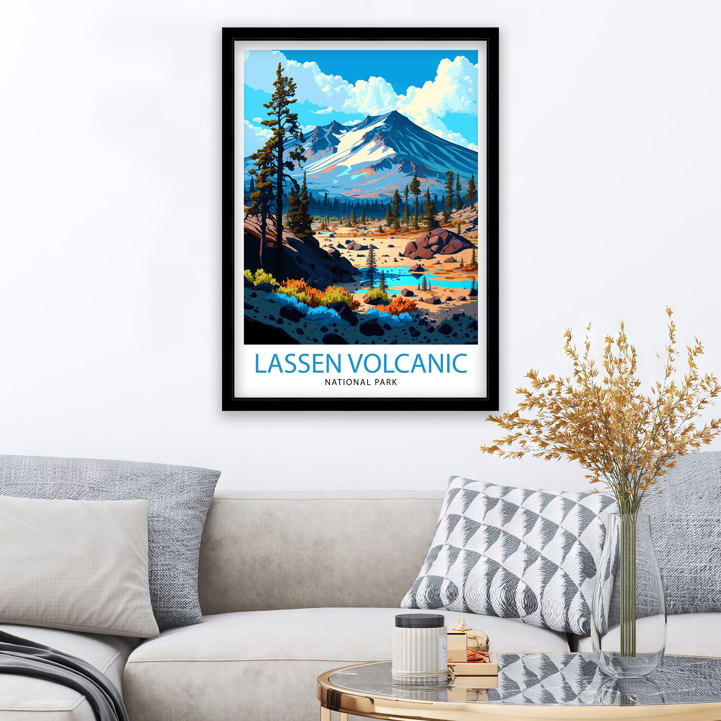Lassen Volcanic National Park Travel Print Lassen Wall Art Lassen Decor Lassen Illustration Travel Poster Gift for Lassen National Park Home