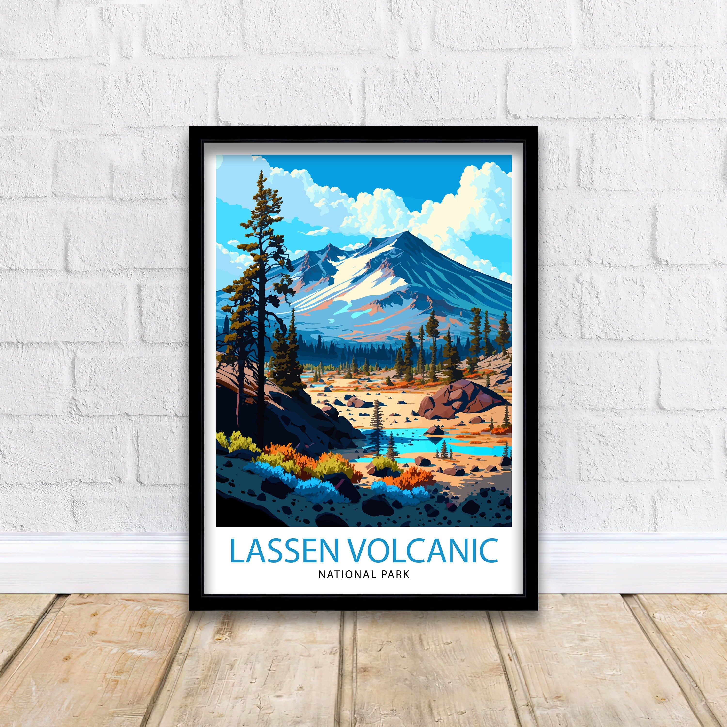 Lassen Volcanic National Park Travel Print Lassen Wall Art Lassen Decor Lassen Illustration Travel Poster Gift for Lassen National Park Home