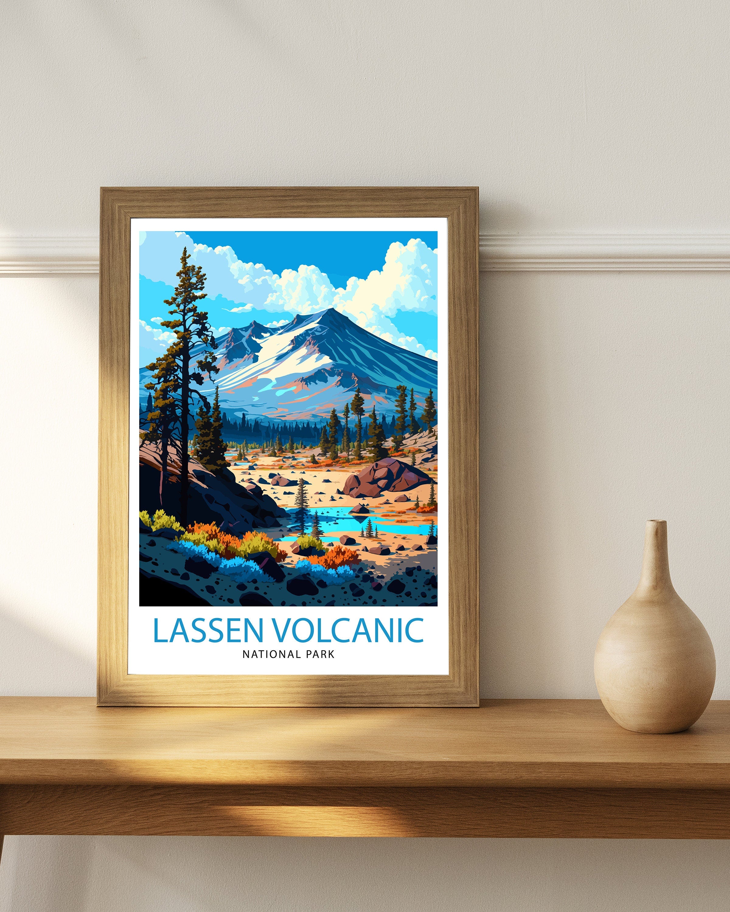 Lassen Volcanic National Park Travel Print Lassen Wall Art Lassen Decor Lassen Illustration Travel Poster Gift for Lassen National Park Home