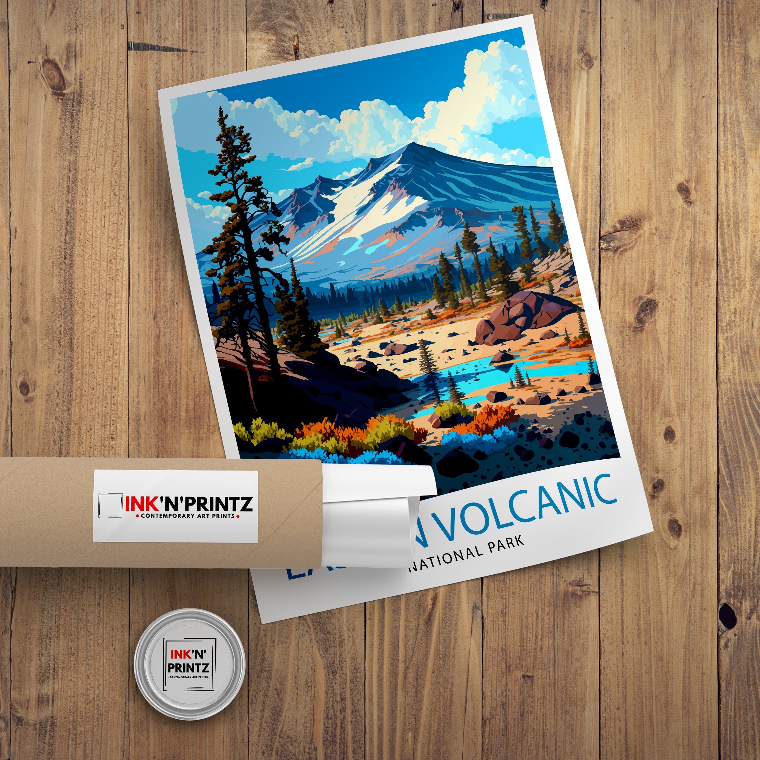 Lassen Volcanic National Park Travel Print Lassen Wall Art Lassen Decor Lassen Illustration Travel Poster Gift for Lassen National Park Home