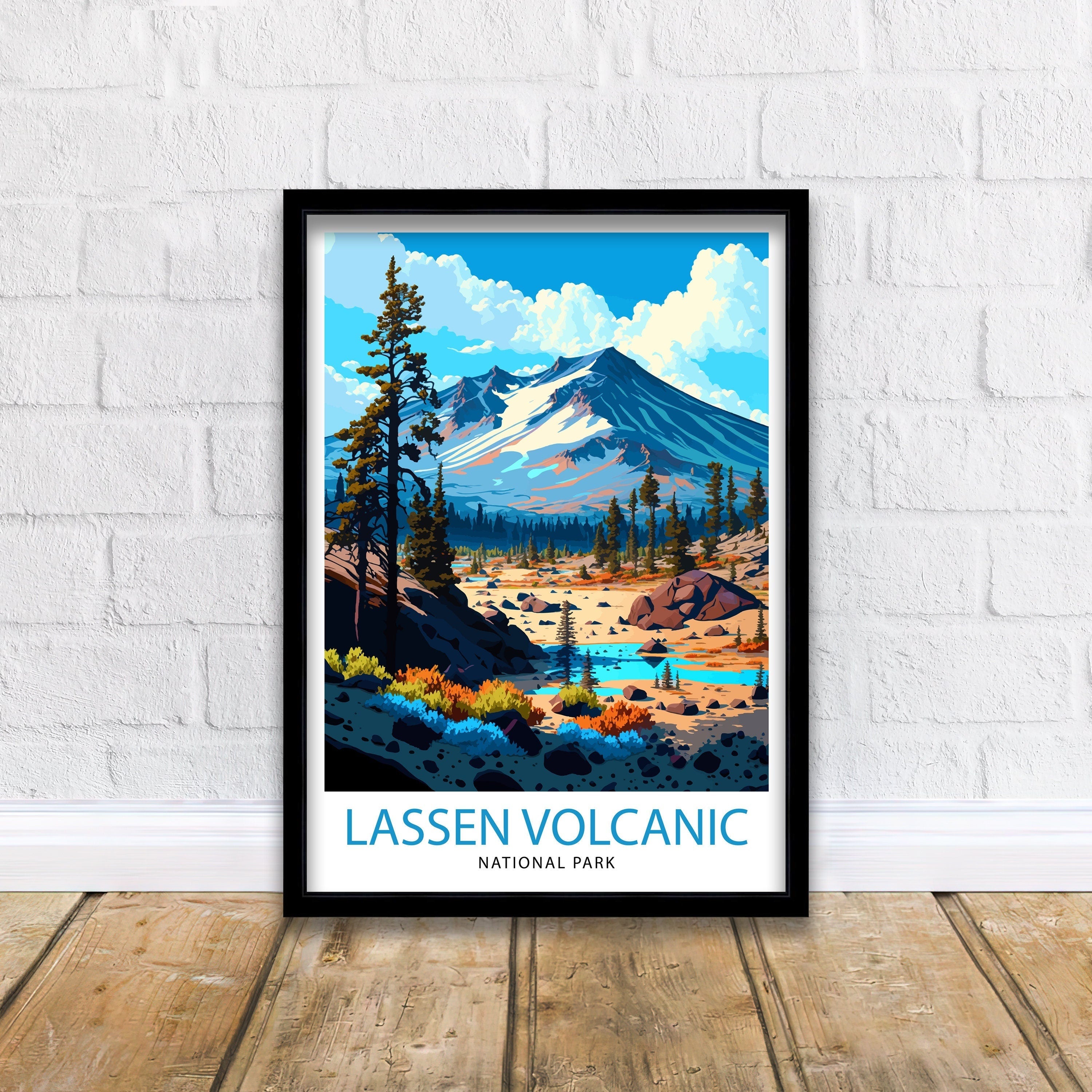 Lassen Volcanic National Park Travel Print Lassen Wall Art Lassen Decor Lassen Illustration Travel Poster Gift for Lassen National Park Home