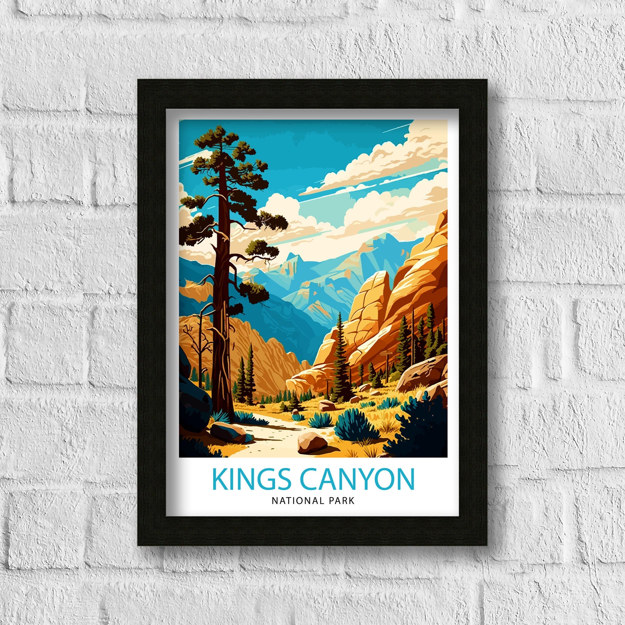 Kings Canyon National Park Travel Print| Kings Canyon Wall Art California National Park Illustration Travel Poster Gift for Kings Canyon