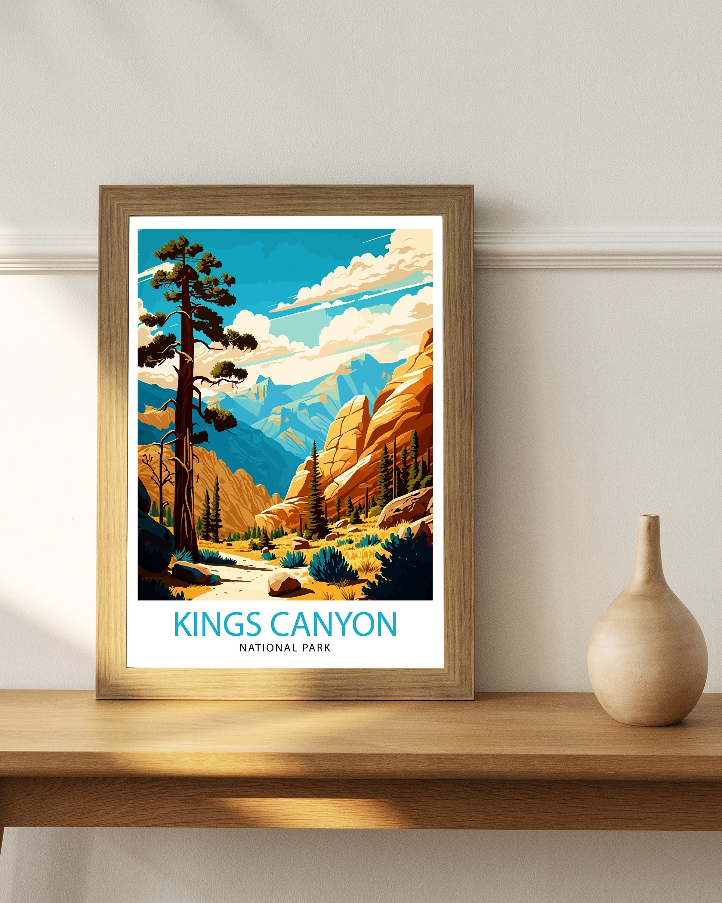 Kings Canyon National Park Travel Print| Kings Canyon Wall Art California National Park Illustration Travel Poster Gift for Kings Canyon