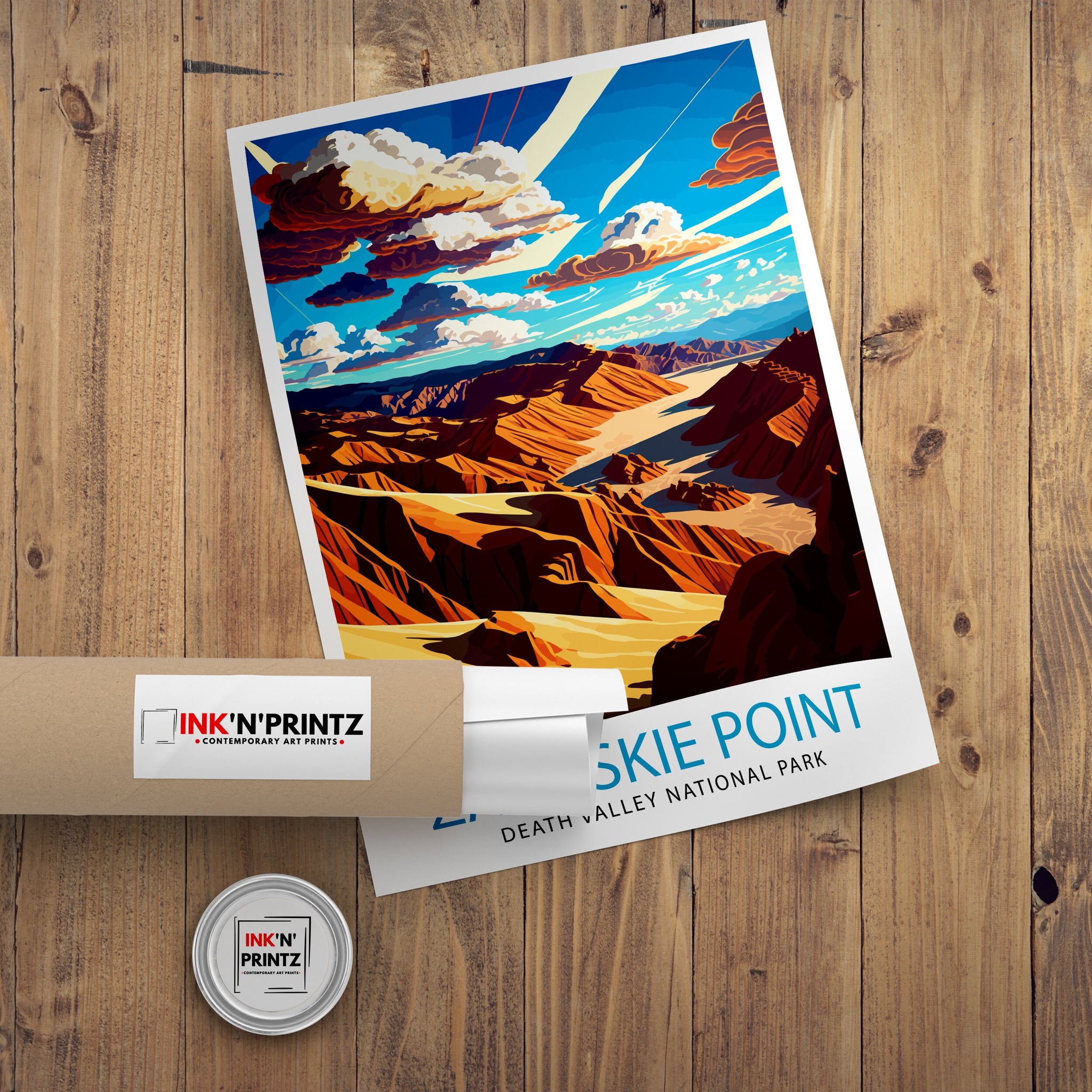 Zabriskie Point Art Print | Death Valley National Park Travel Poster