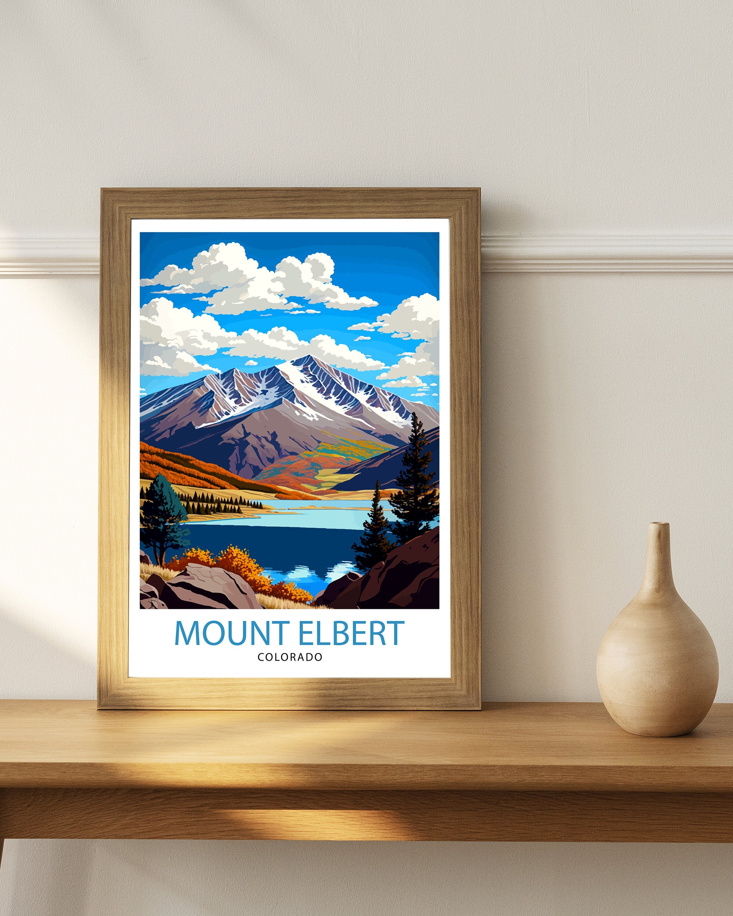 Mount Elbert Colorado Travel Poster Colorado Wall Art Mountain Landscape Print Colorado Adventure Decor Gift for Hikers