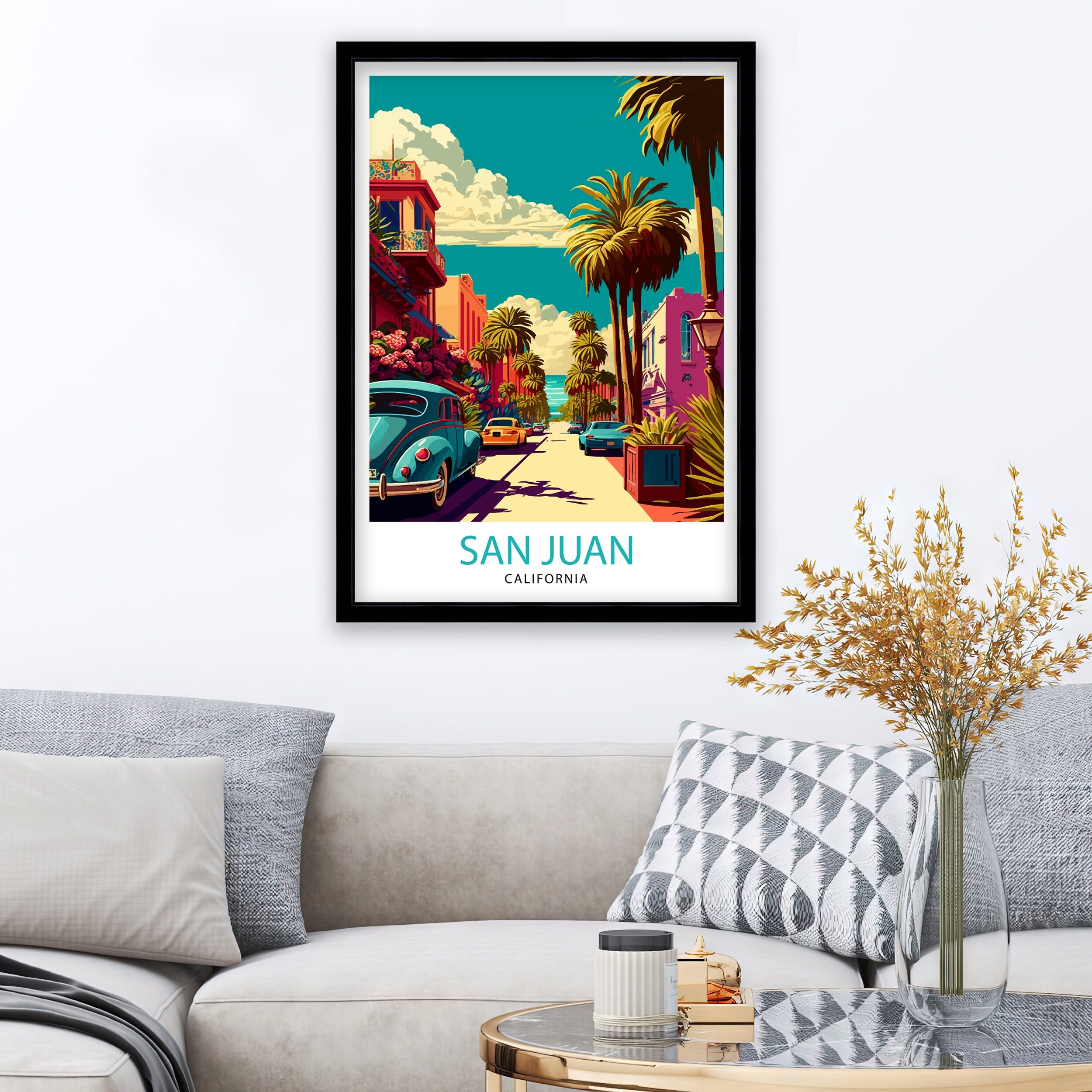 San Juan California Travel Print| San Juan Wall Art San Juan Home Decor San Juan Illustration California Travel Poster San Juan Gift