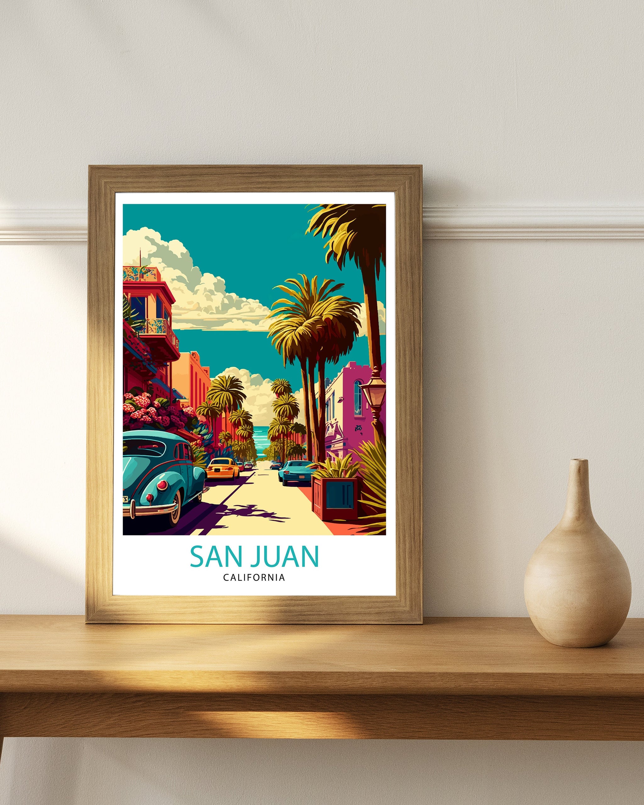 San Juan California Travel Print| San Juan Wall Art San Juan Home Decor San Juan Illustration California Travel Poster San Juan Gift