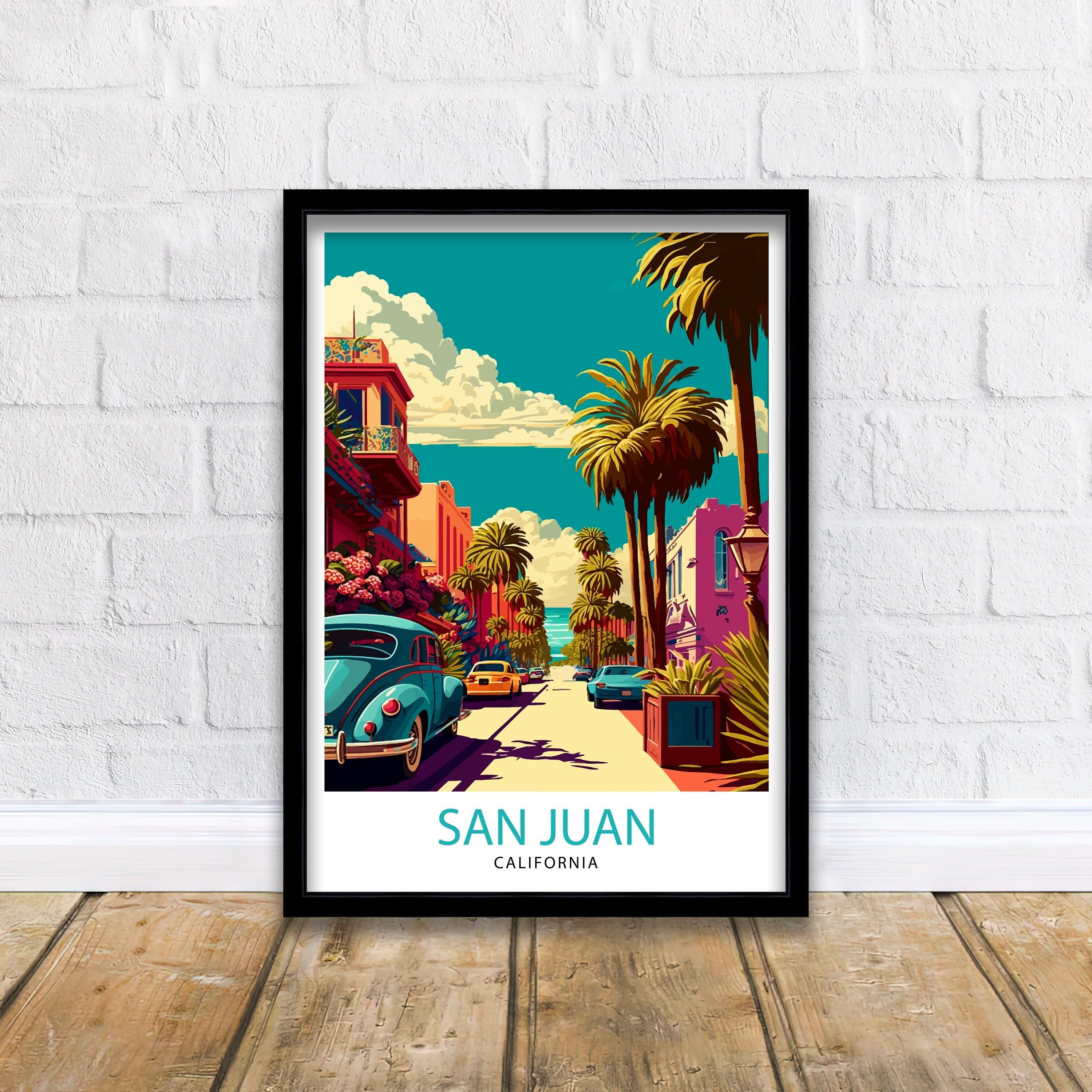 San Juan California Travel Print| San Juan Wall Art San Juan Home Decor San Juan Illustration California Travel Poster San Juan Gift