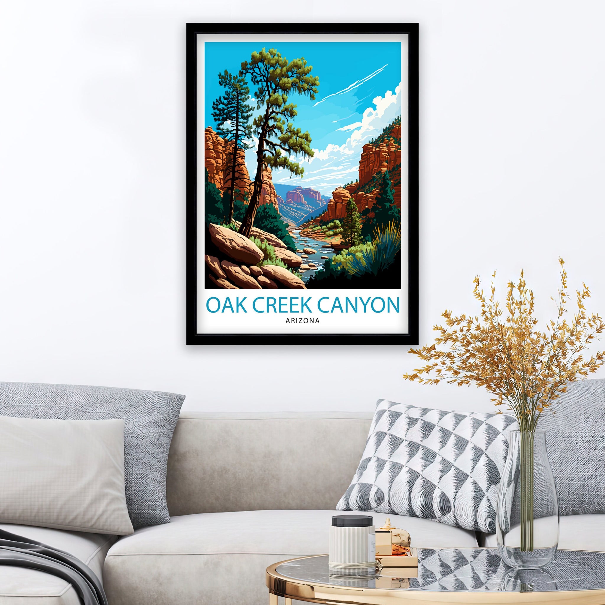Oak Tree Canyon Arizona Travel Poster Desert Wall Decor Arizona Landscape Print Nature Art Print Southwestern Art - Arizona Wall Art