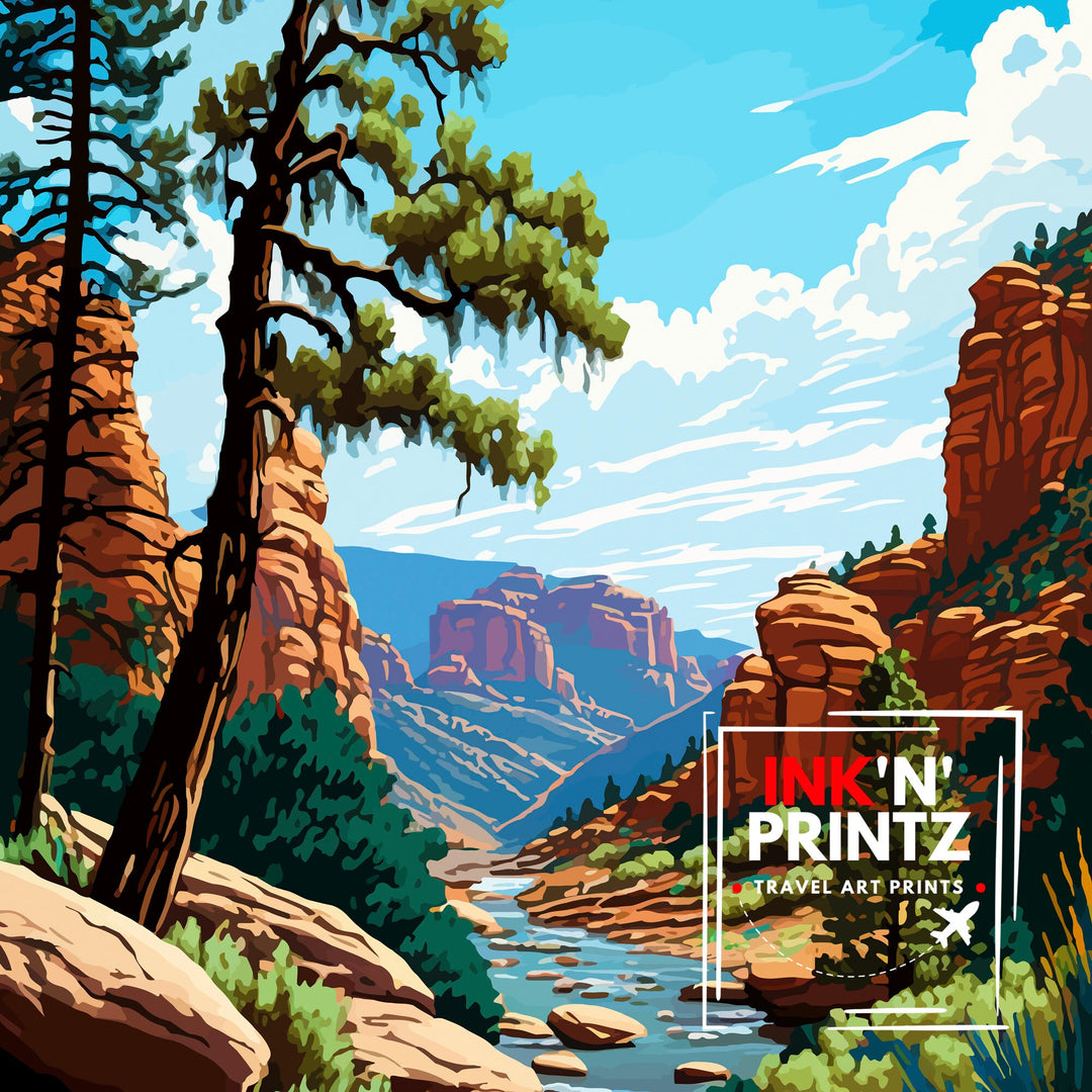 Oak Tree Canyon Arizona Travel Poster Desert