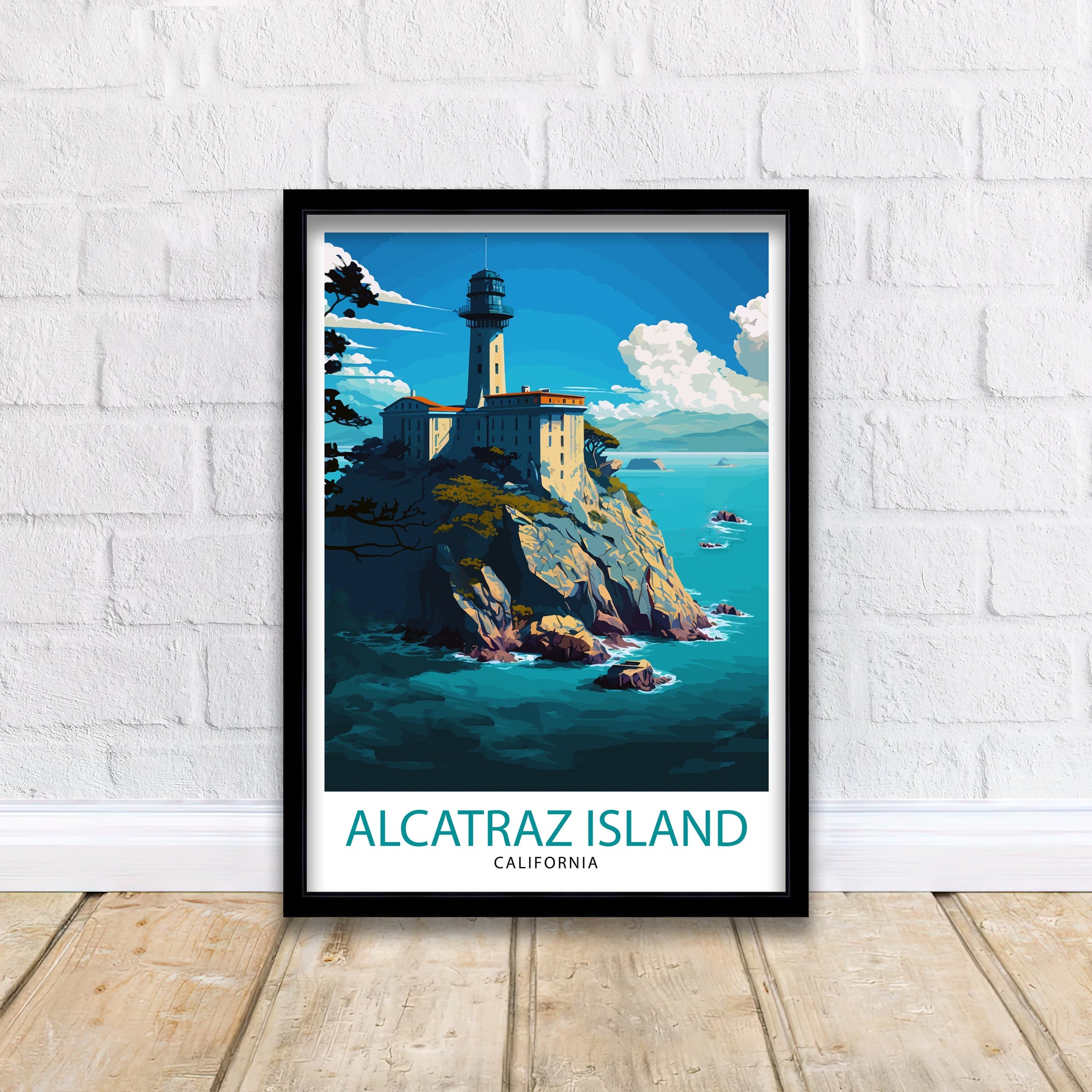 Alcatraz Island California Travel Print| Wall Art Decor Illustration Travel Poster Gift For San Francisco Lovers California Home Decor