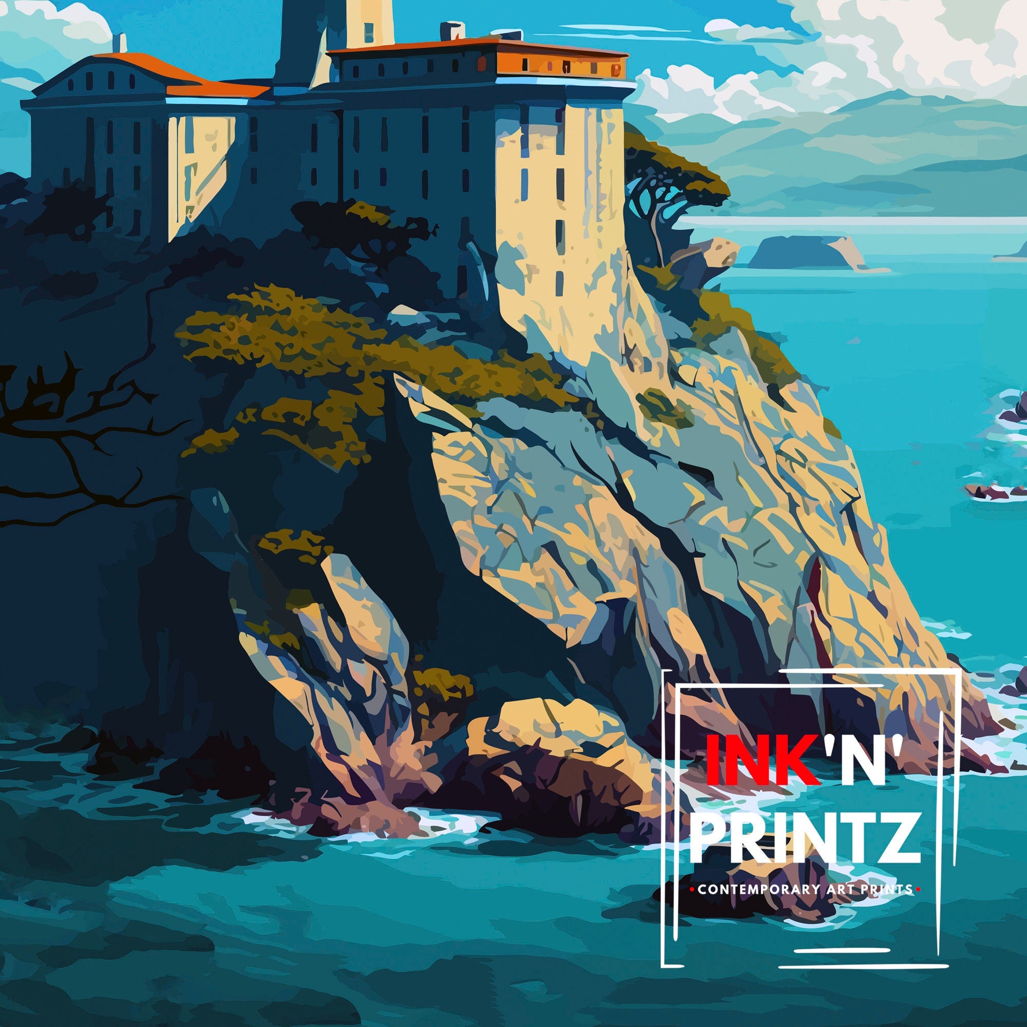 Alcatraz Island California Travel Print| Wall Art Decor Illustration Travel Poster Gift For San Francisco Lovers California Home Decor