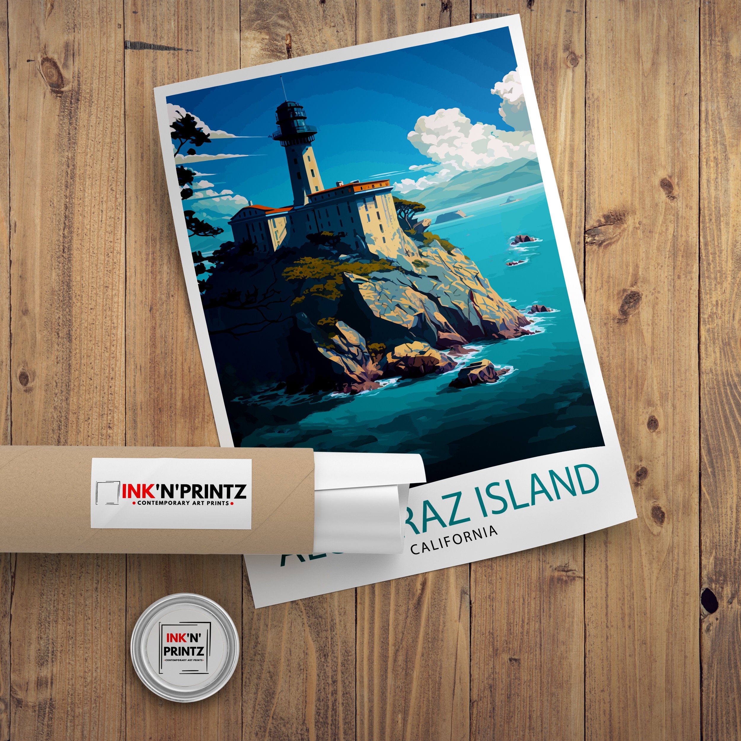 Alcatraz Island California Travel Print| Wall Art Decor Illustration Travel Poster Gift For San Francisco Lovers California Home Decor