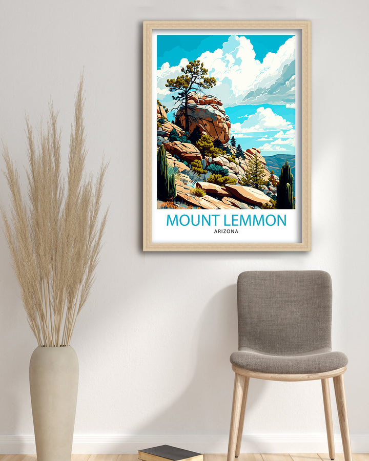 Mount Lemmon Arizona Travel Poster Mountain Wall Art Arizona Landscape Poster Nature Decor Gift for Outdoor Enthusiasts