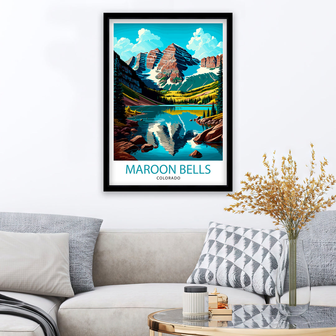 Maroon Bells Colorado Travel Poster Colorado