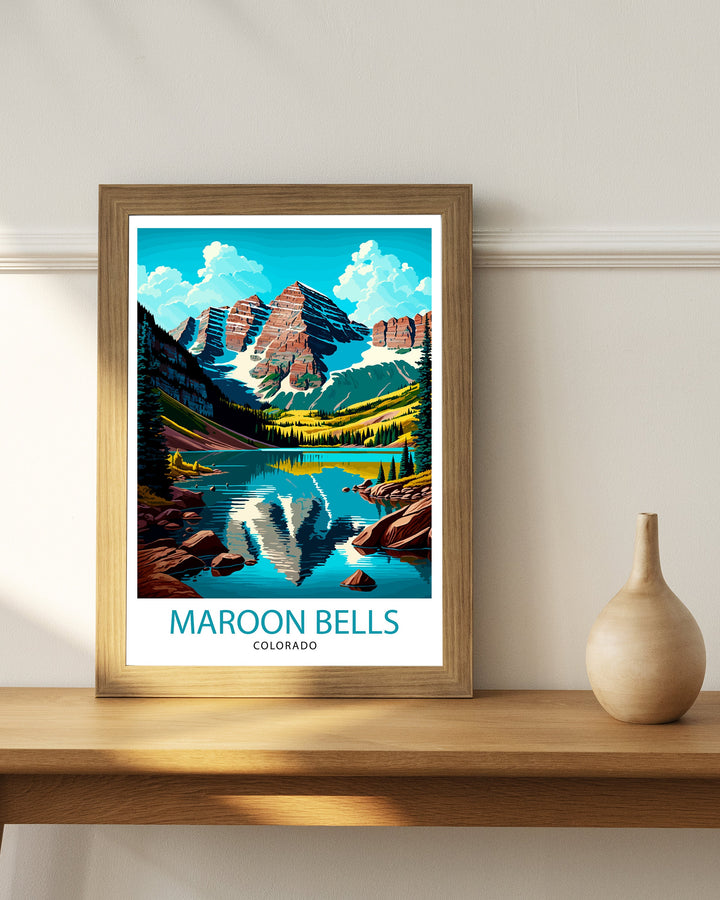 Maroon Bells Colorado Travel Poster Colorado