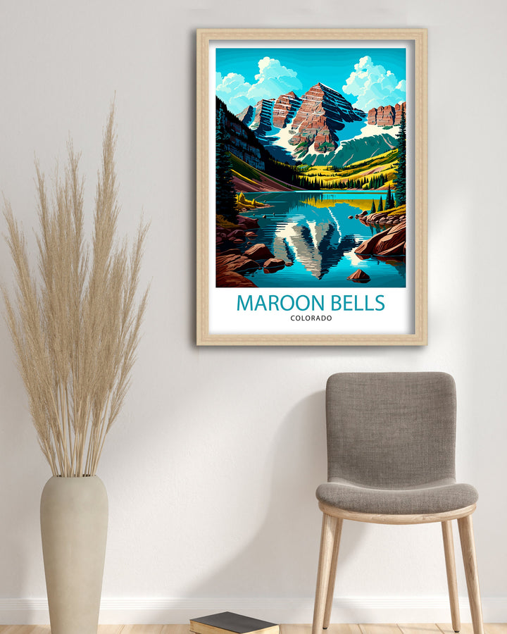 Maroon Bells Colorado Travel Poster Colorado