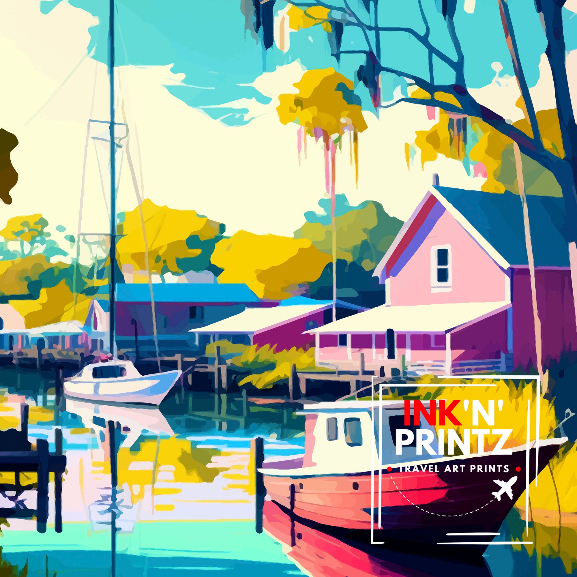Apalachicola Florida Travel Print| Apalachicola Wall Decor Apalachicola Poster Florida Travel Prints Apalachicola Art Print Apalachicola