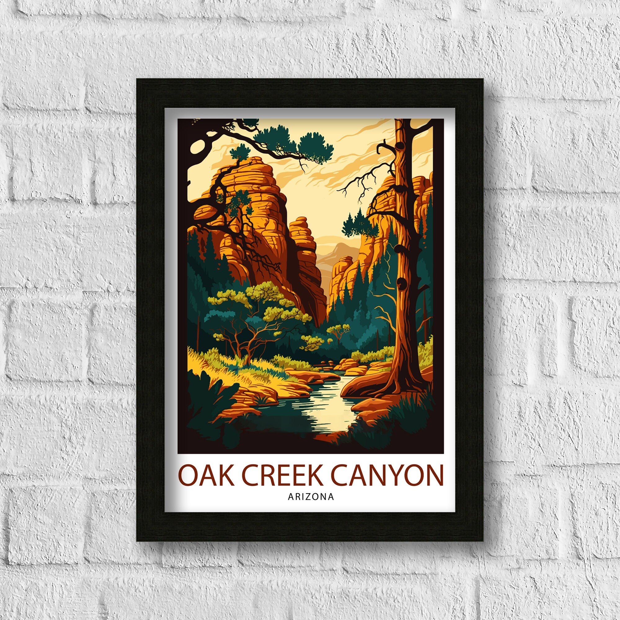 Oak Creek Arizona Travel Print| Oak Creek Wall Decor Oak Creek Poster Arizona Travel Prints Oak Creek Art Print Oak Creek Illustration Oak