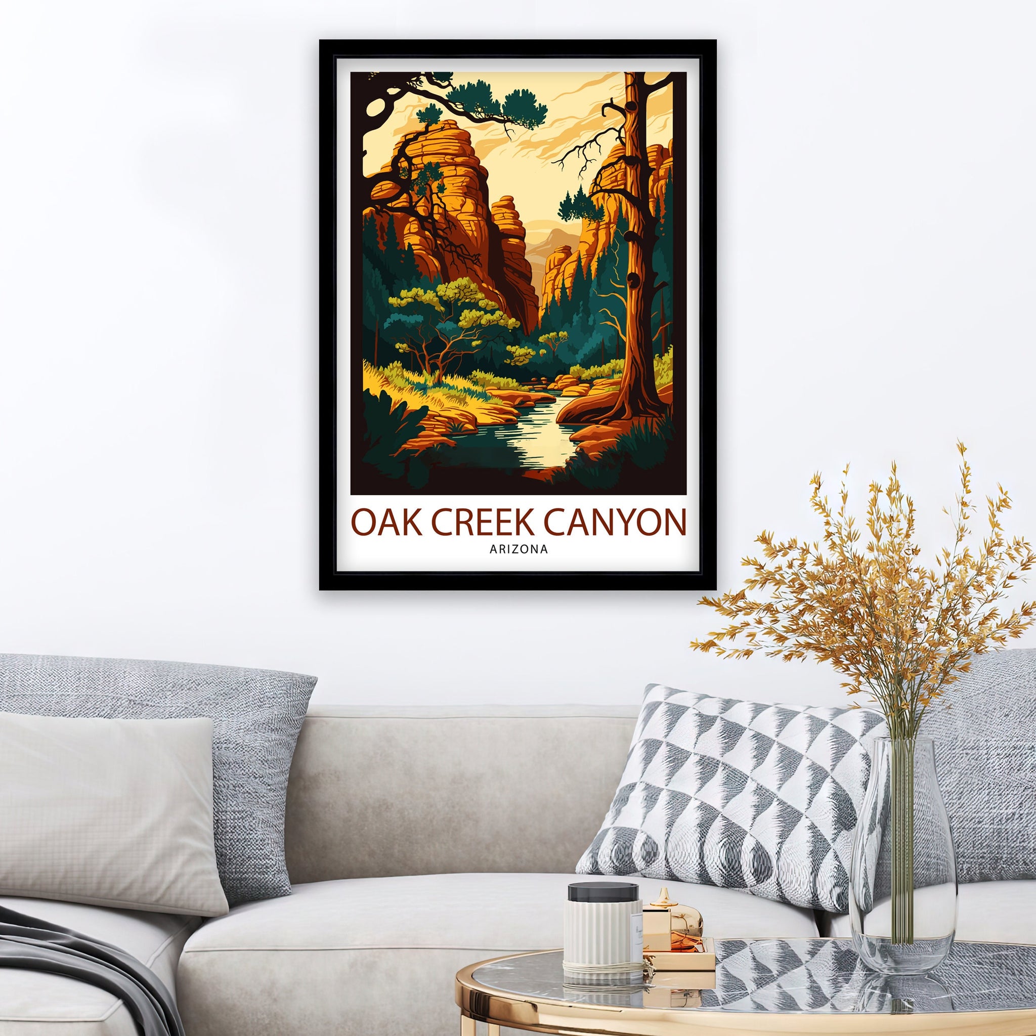Oak Creek Arizona Travel Print| Oak Creek Wall Decor Oak Creek Poster Arizona Travel Prints Oak Creek Art Print Oak Creek Illustration Oak